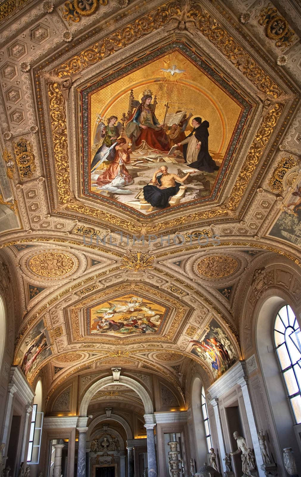 Vatican Museum Inside Painted Ceiling Statues Rome Italy by bill_perry