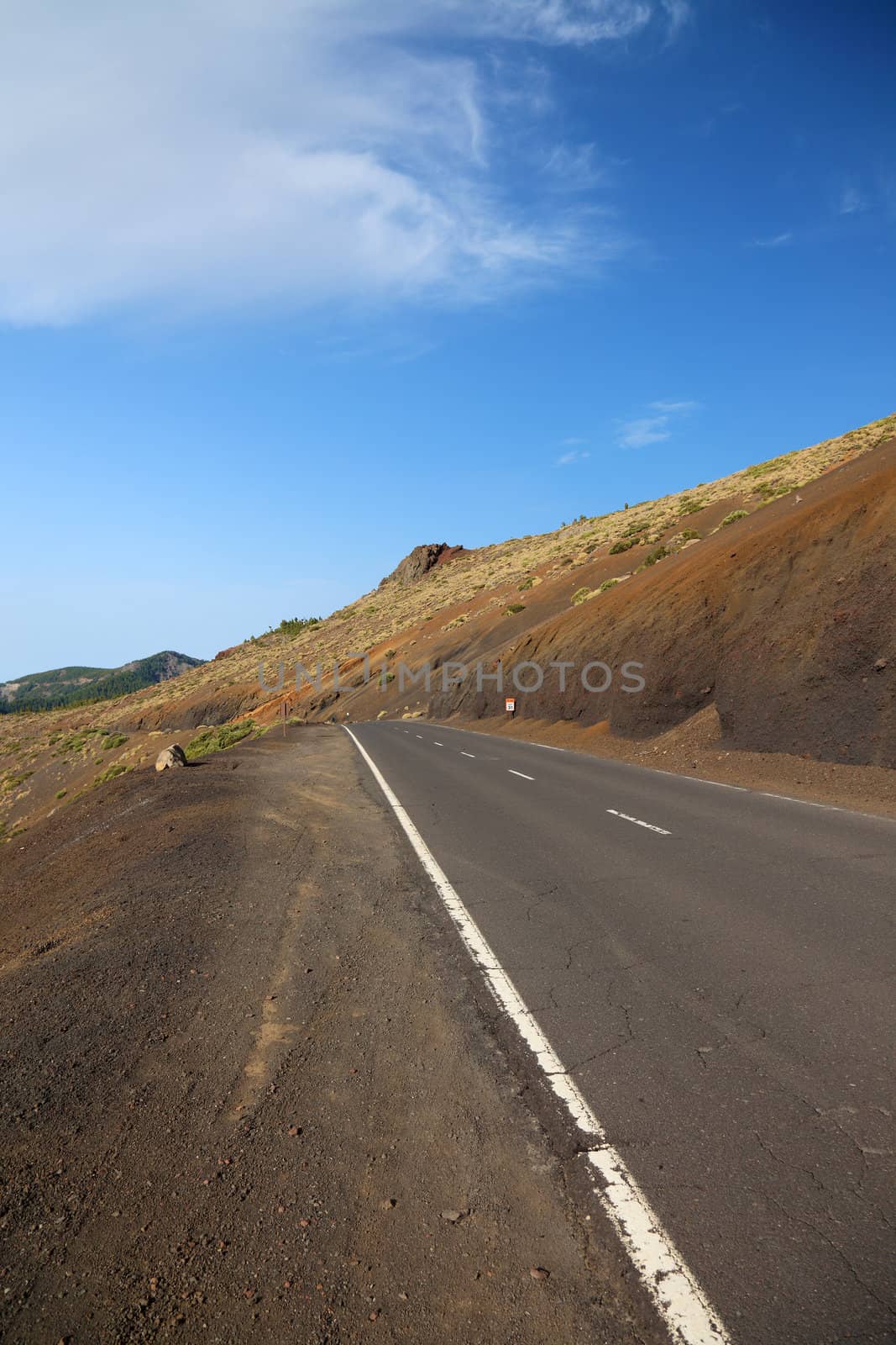 Road to national park El Teide, Tenerife Island, Canary. by borodaev