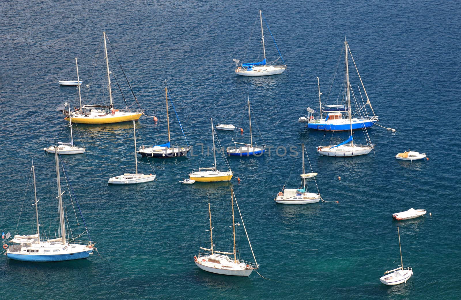 Mediterranean bay with large group of yachts. by borodaev