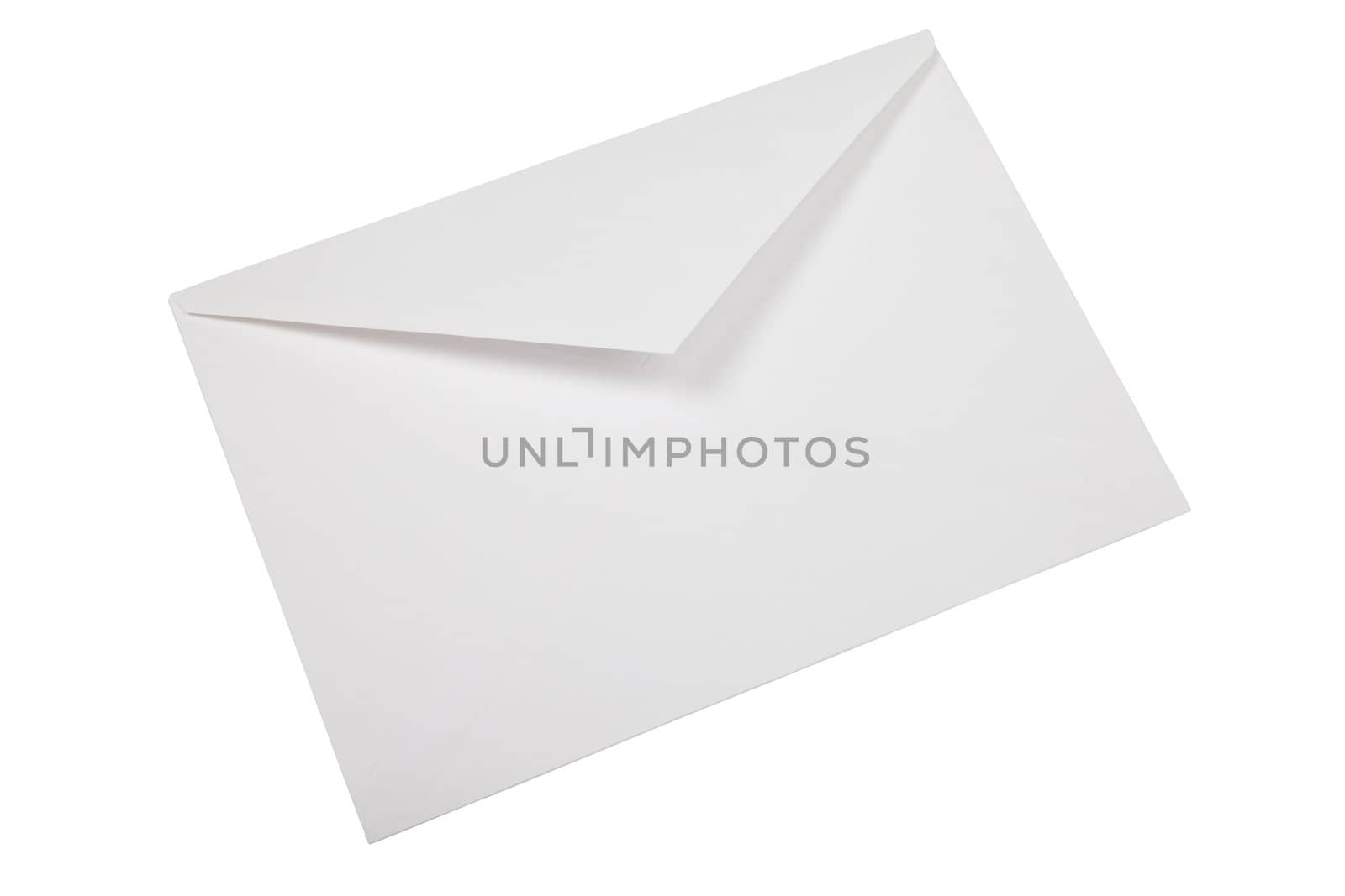 Unused white envelope isolated on white background.
