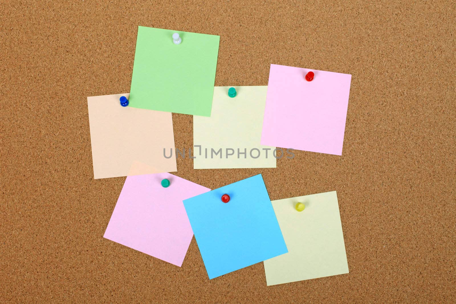 Empty note paper attched to cork board. Empty space for adding t by borodaev