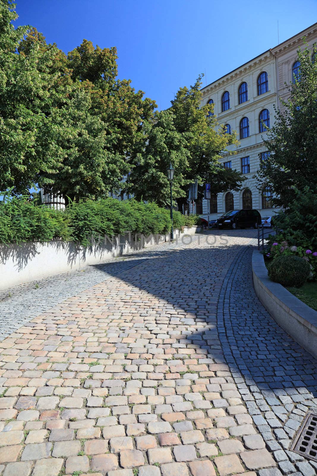 Cobbled walk way in Prague, Czech. by borodaev