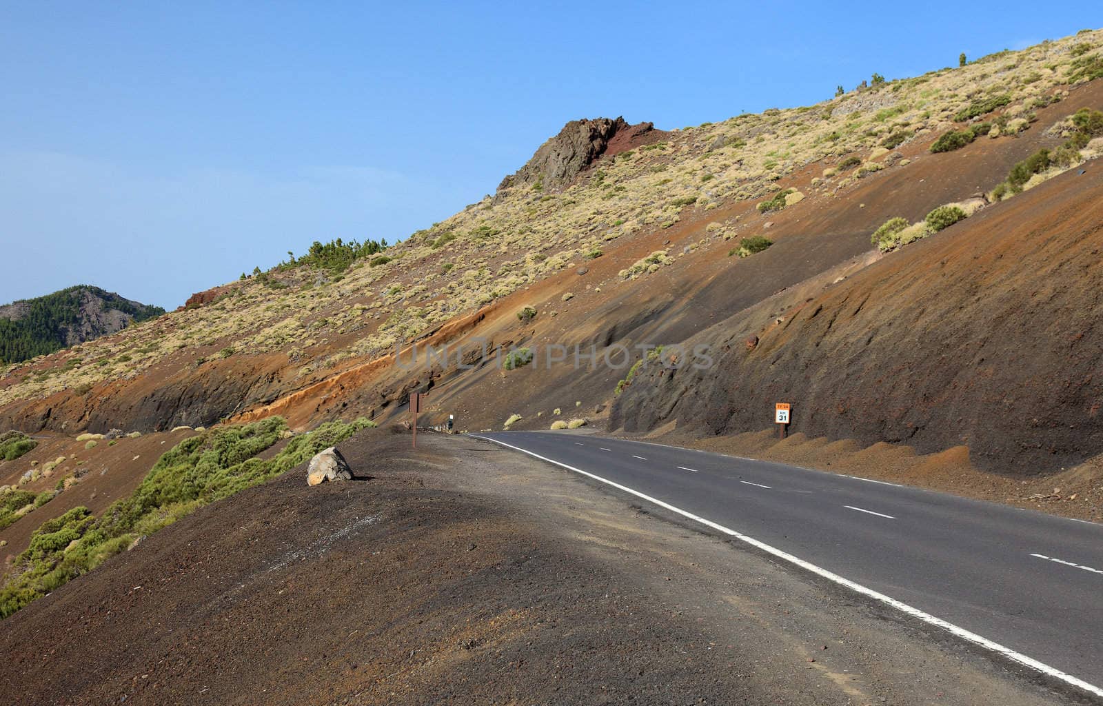 Road to the peak El Teide, Tenerife Island, Canary. by borodaev