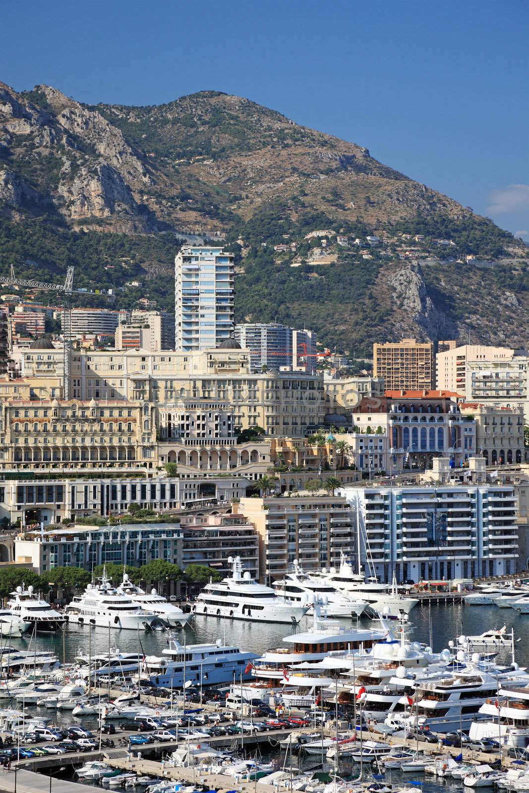 Cityscape view of Monaco principality, Europe.