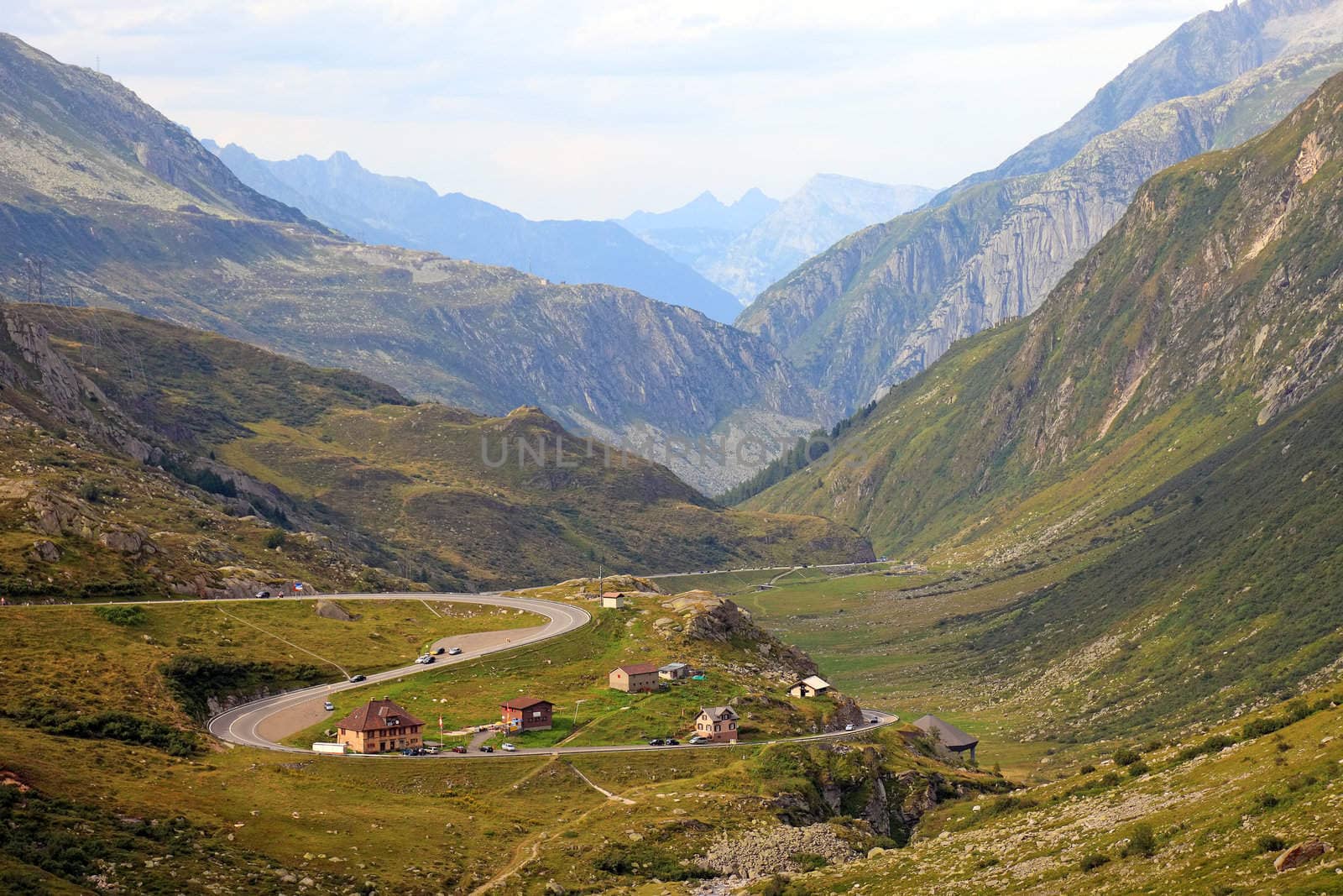 Mountain landscape of swiss Alps, Europe. by borodaev