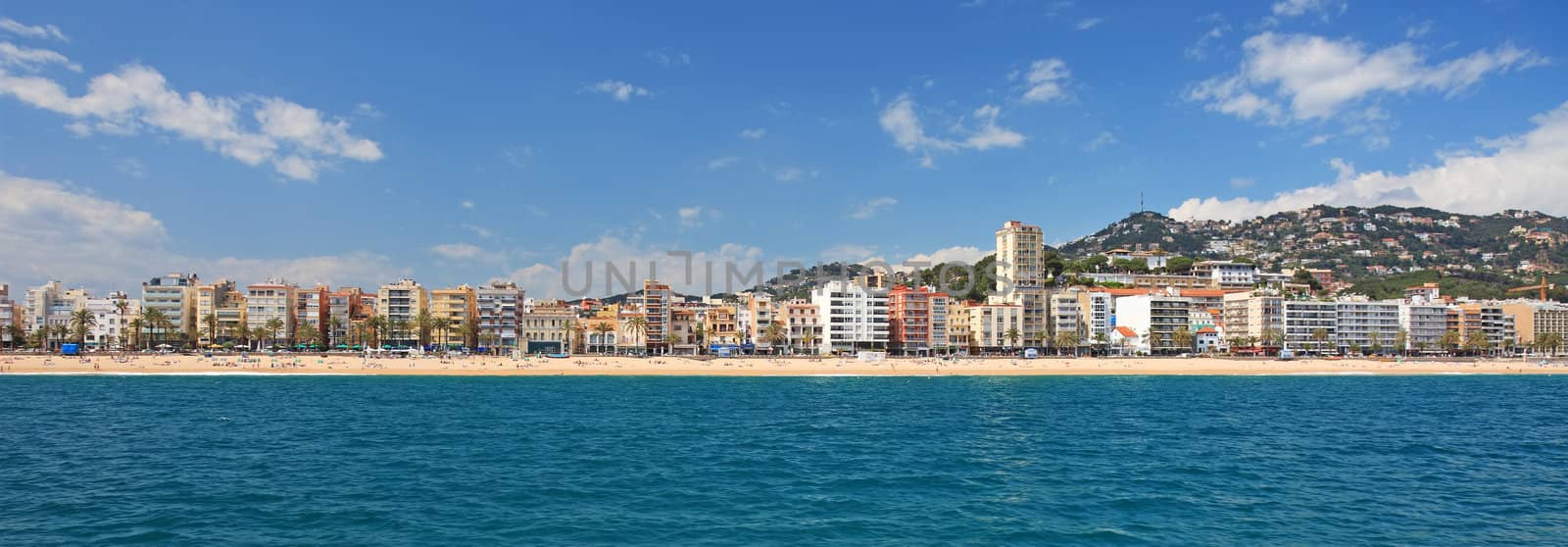 Panoramic view of Lloret de Mar city, Costa Brava, Spain.