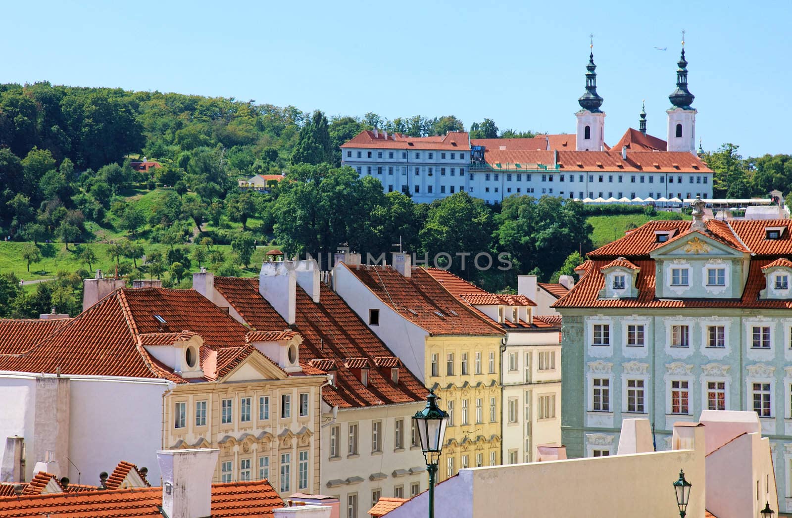 Cityscape of historical Prague center, eastern Europe. by borodaev