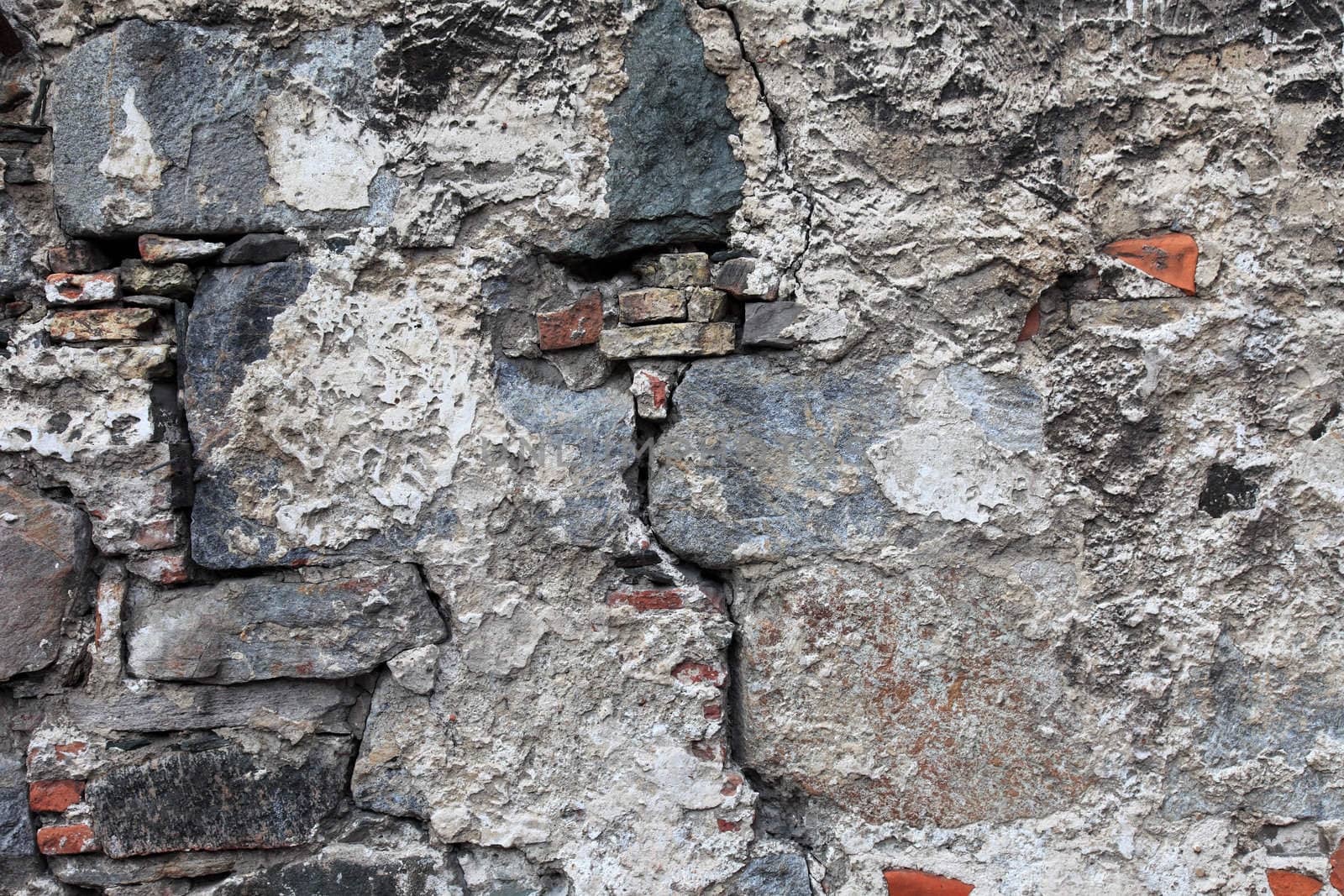 Very old damaged wall with cracks. Good as textured background. by borodaev