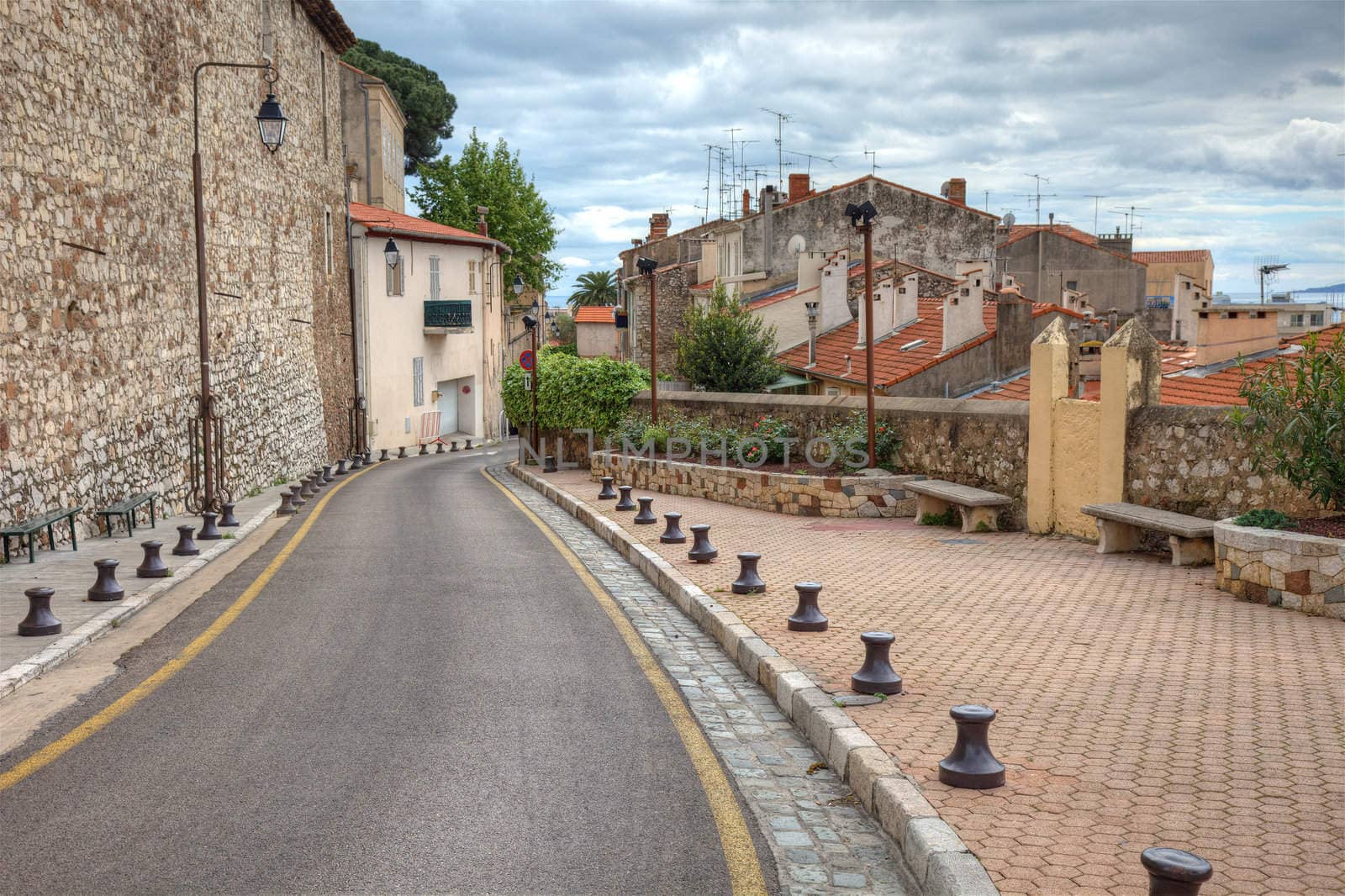 Old center of Cannes city, France.