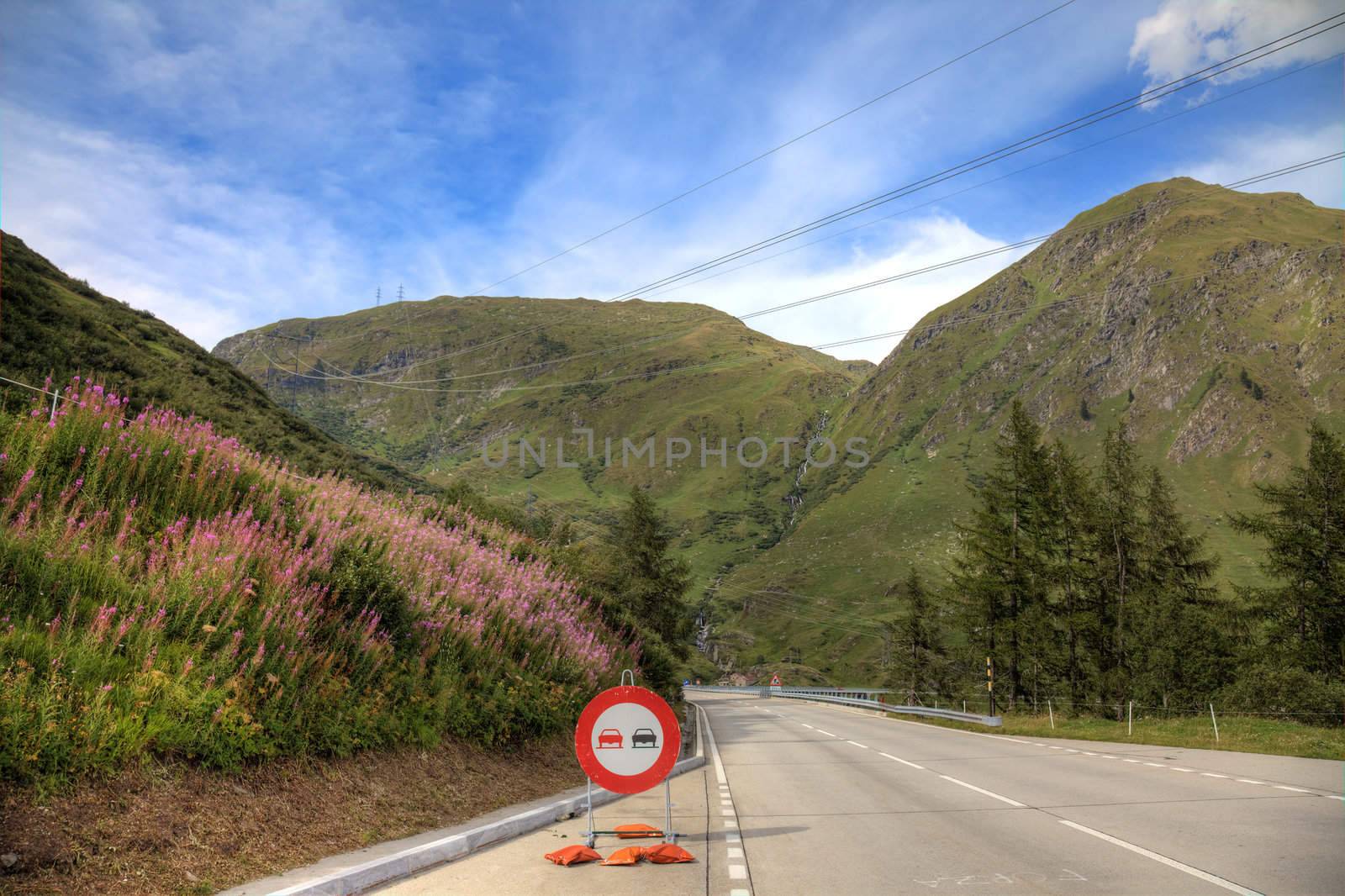 Road in swiss alps, Europe.