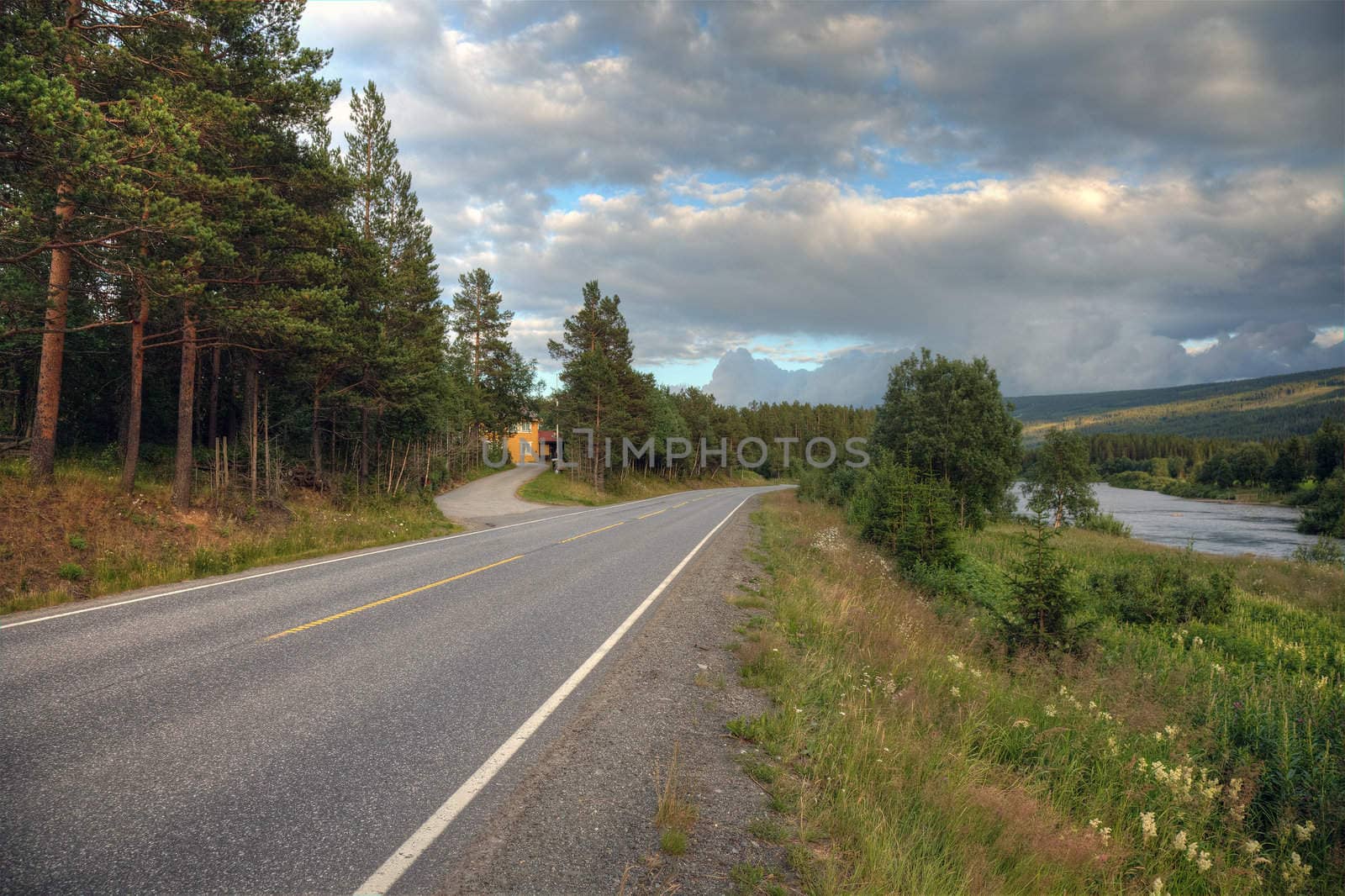 Road through picturesque norwegian landscape, Europe.