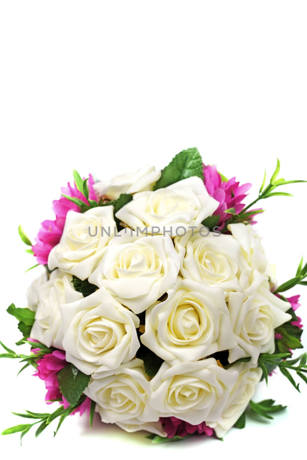 Bridal bouquet of roses isolated on white background. by borodaev