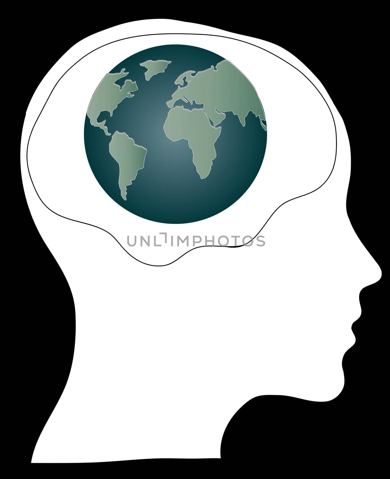 world of the human mind Isolated over background