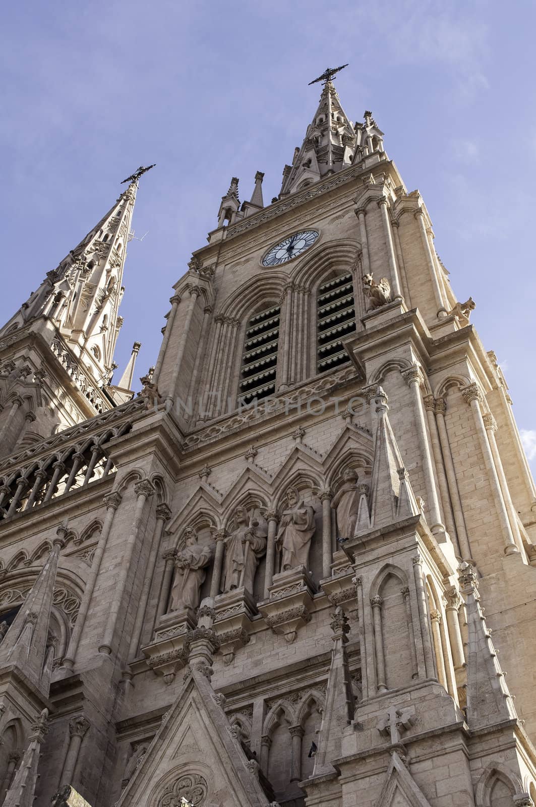 Neo-gothic Lujan Basilica in Lujan, Buenos Aires, Argentina.