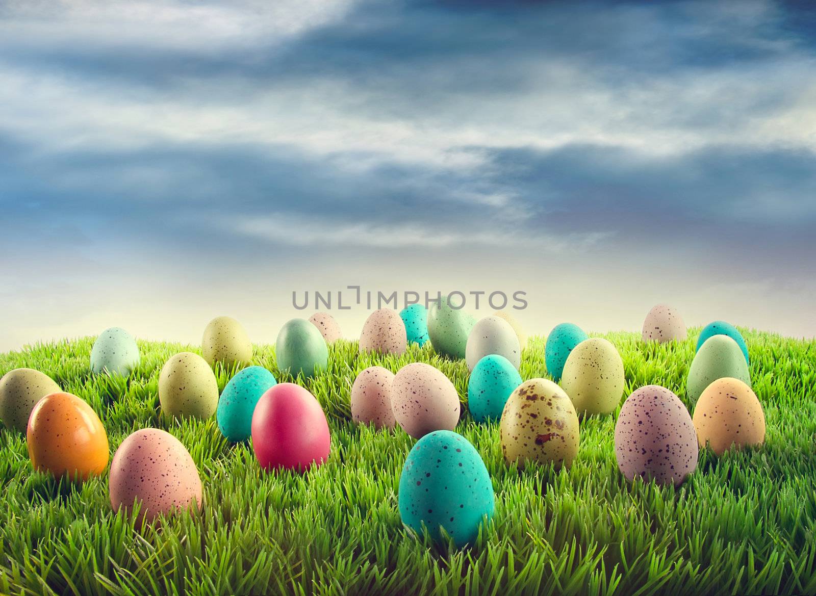 Easter eggs in grass  by Sandralise