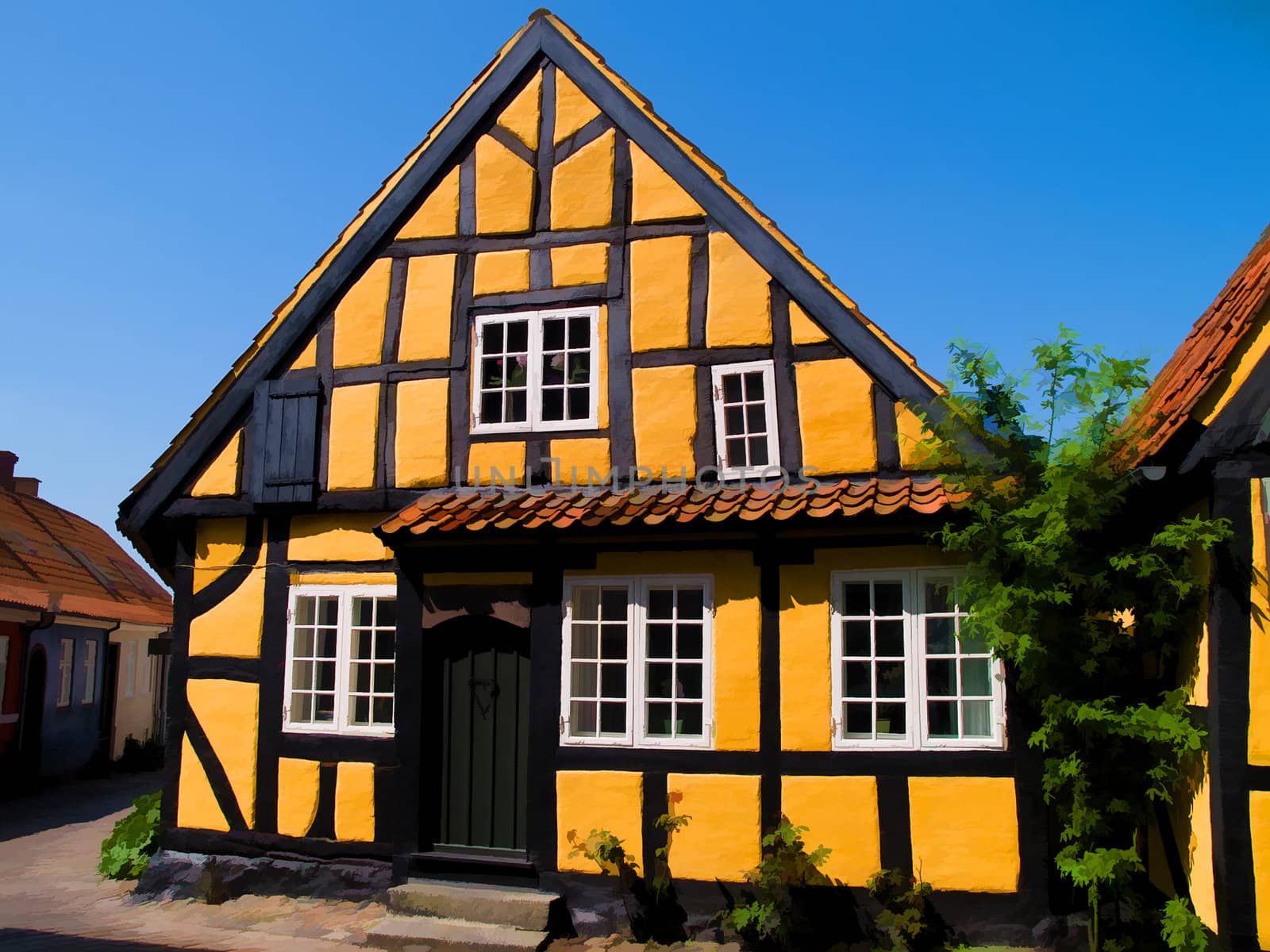 Traditional old Danish house digital art by Ronyzmbow