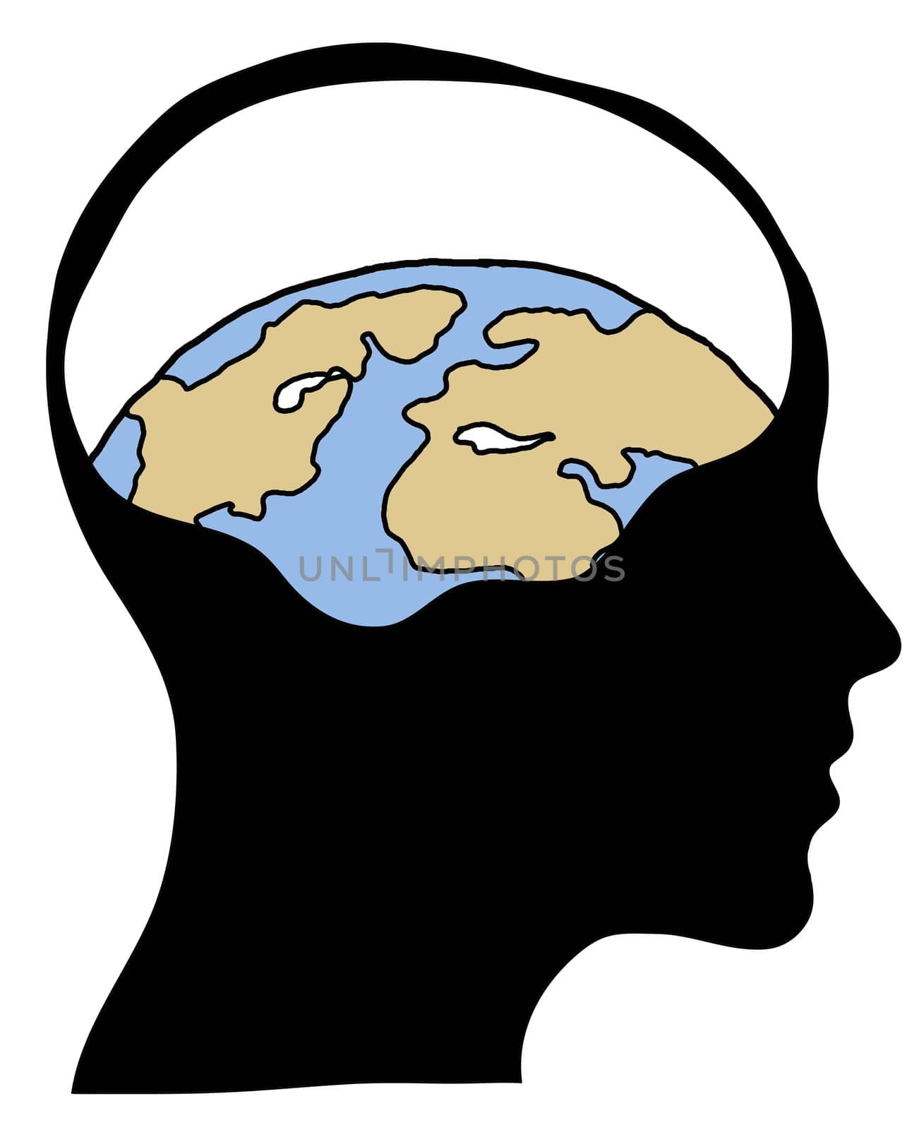 world of the human mind Isolated over background