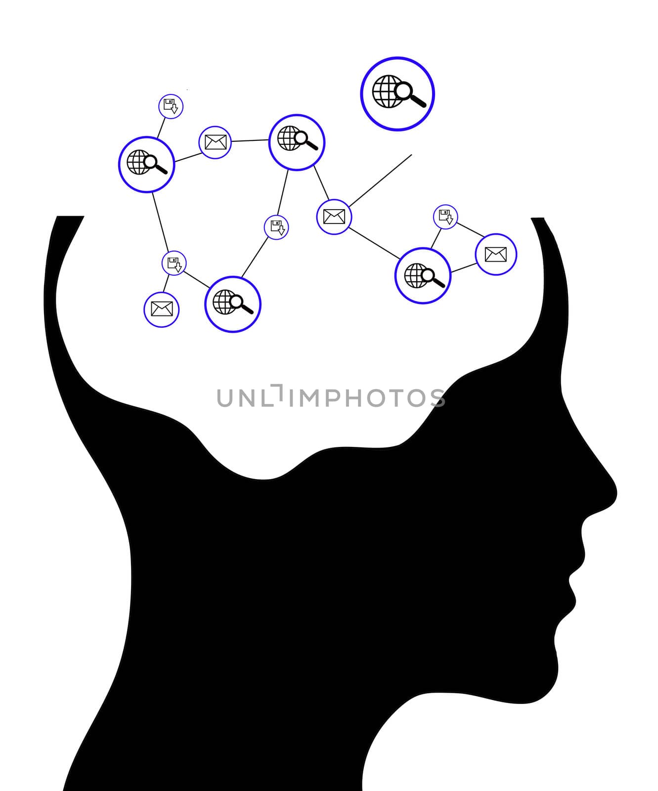 Thinking man representing a social network. Conceptual image  by rufous