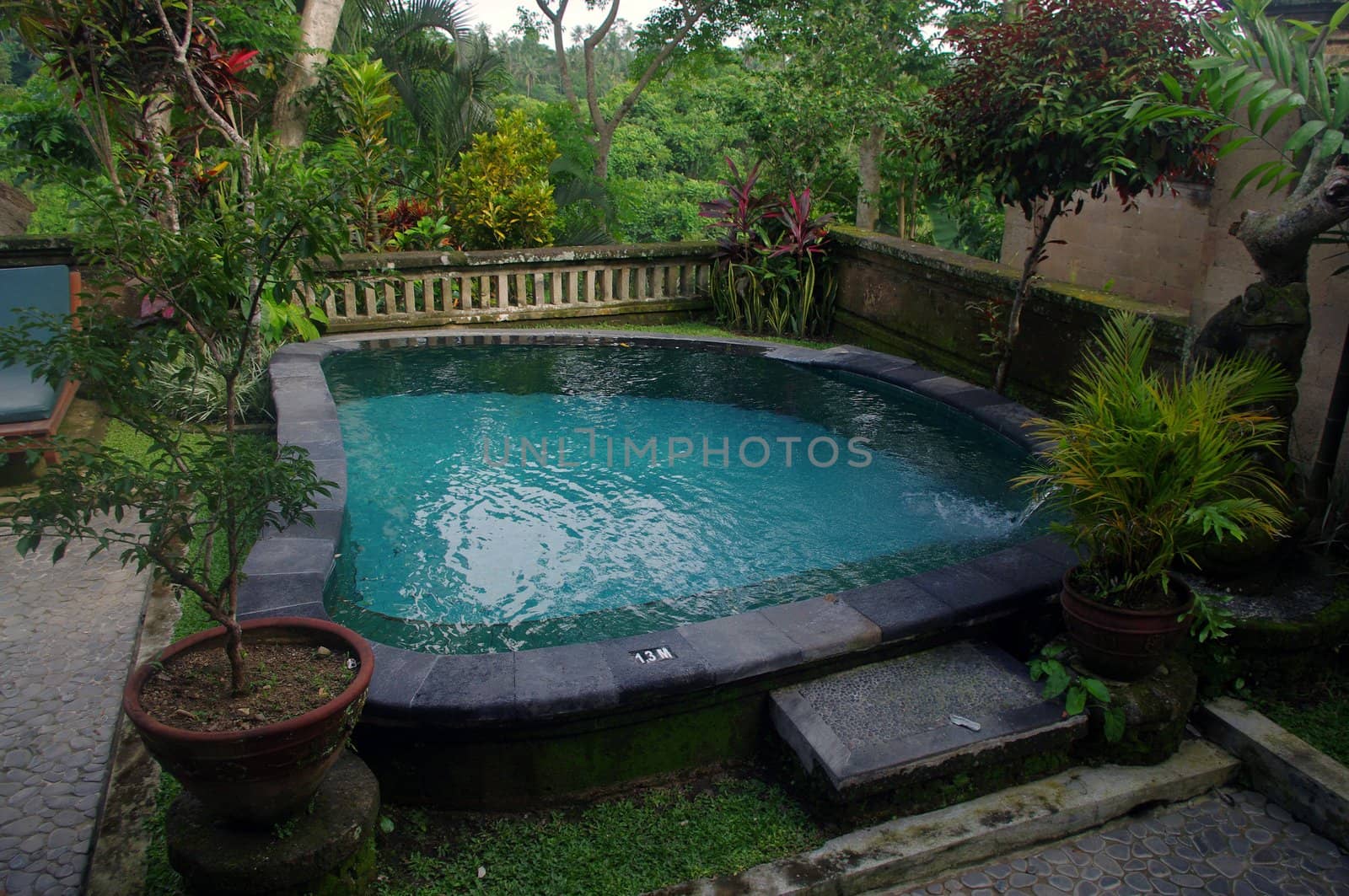 Swimming pool in garden villa, Ubud, Bali, Indonesia.