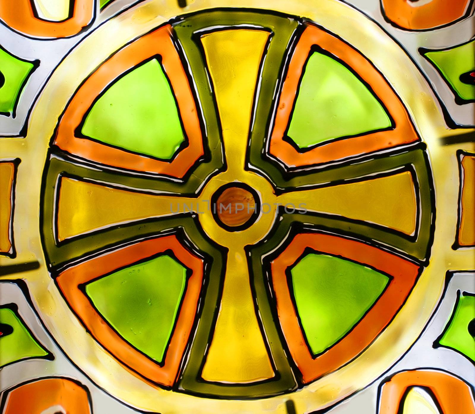 Abstract Cross on a colorful stained glass