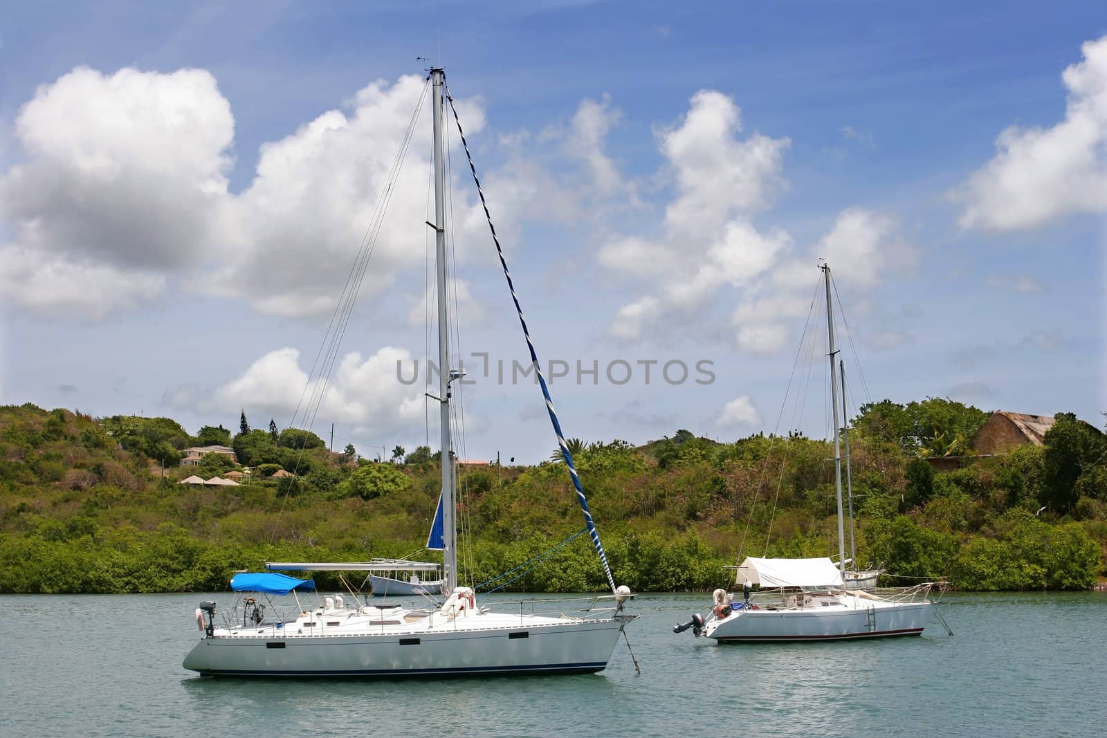 Protected boat harbor in the Caribbean