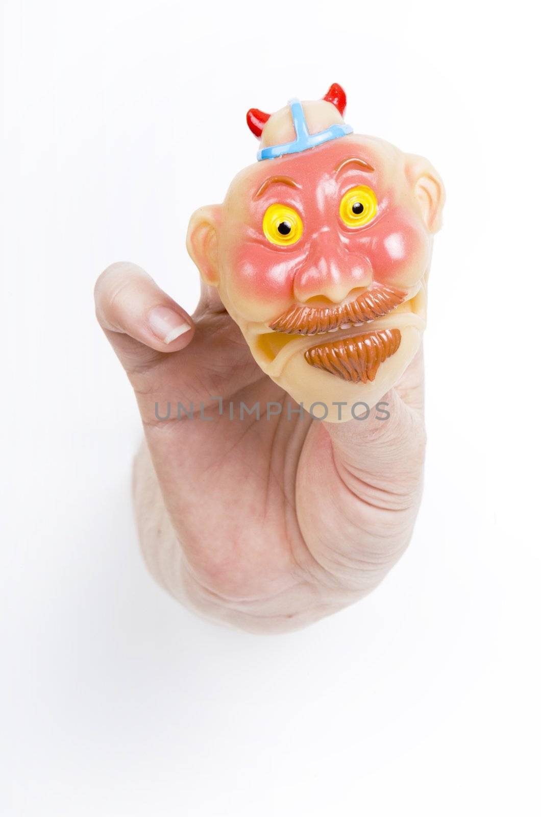 Funny squishy face held by fingertips