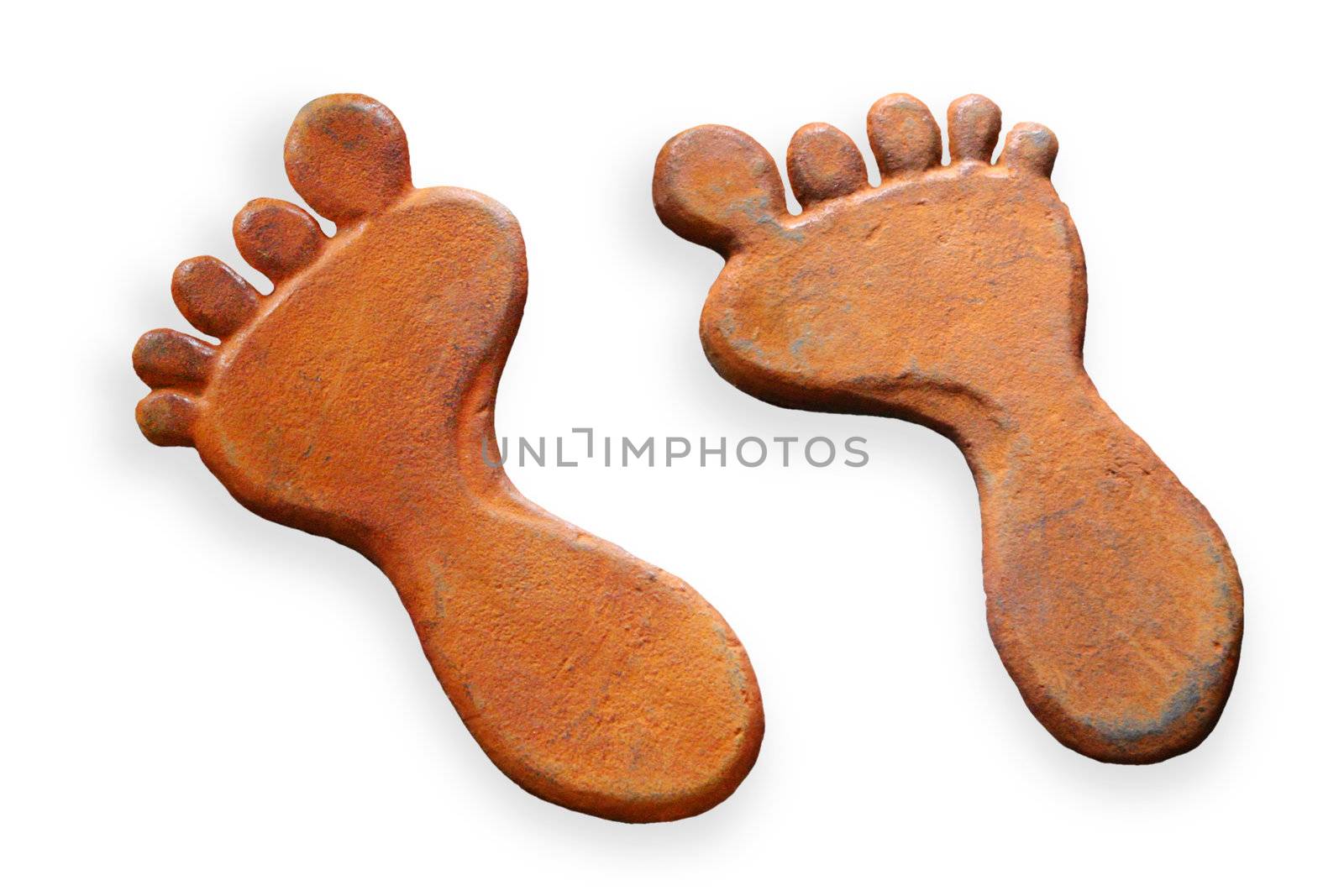 Rero-style metal feet against a pure white background with a slight shadow.