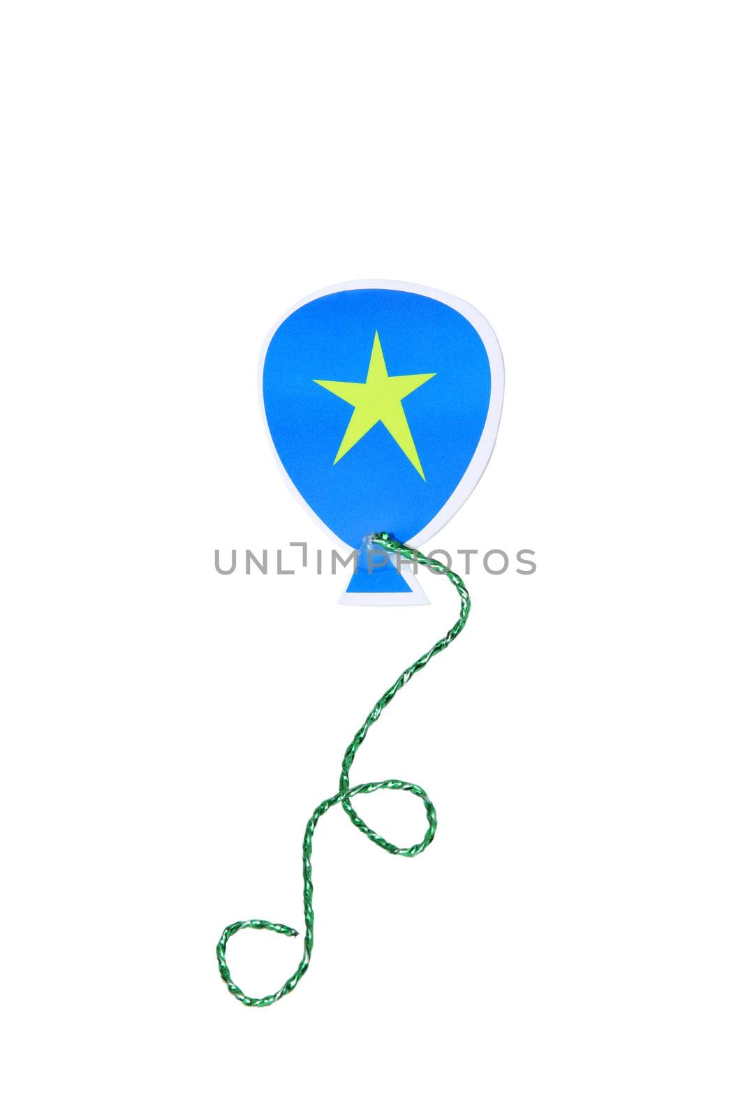 paper cutout of a blue balloon, isolated on white with clipping path