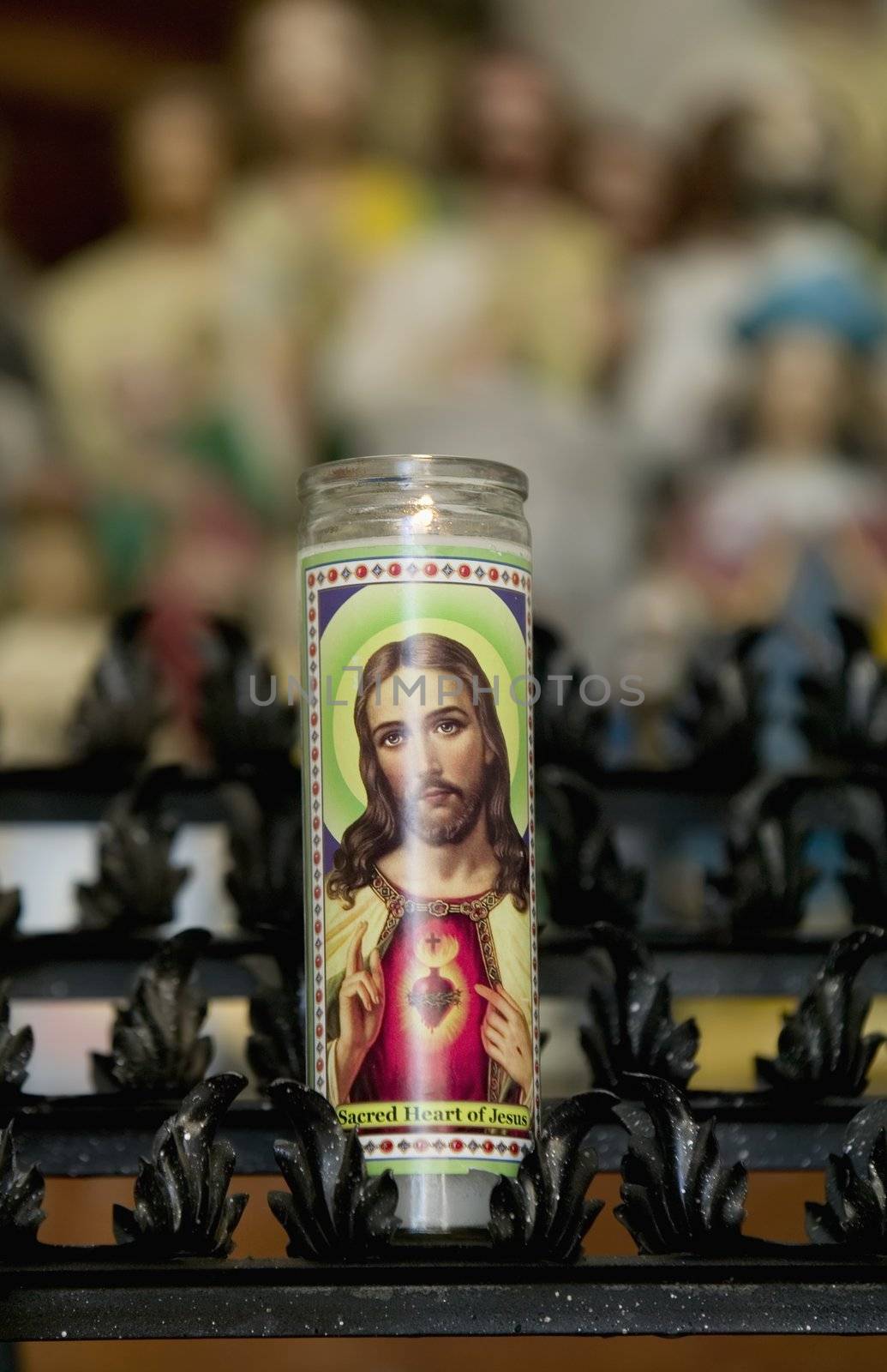 Jesus candle on a Hispanic Altar