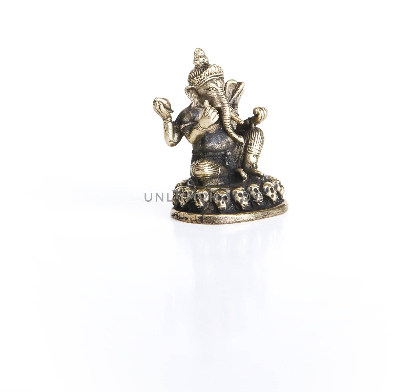 Bronze Ganesh Statue Isolated on a White Background