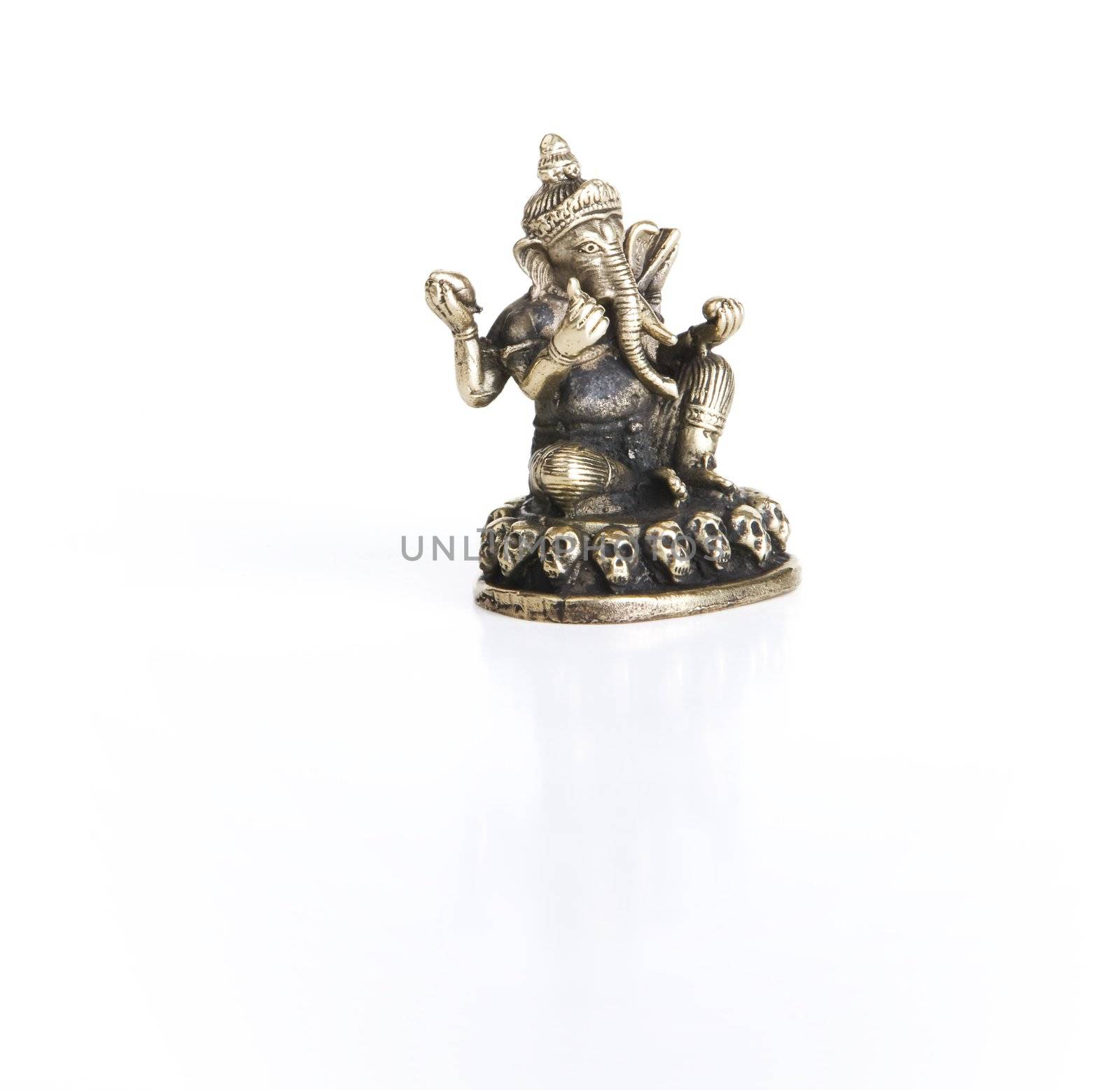 Ganesh on a White Background with Reflection by Creatista