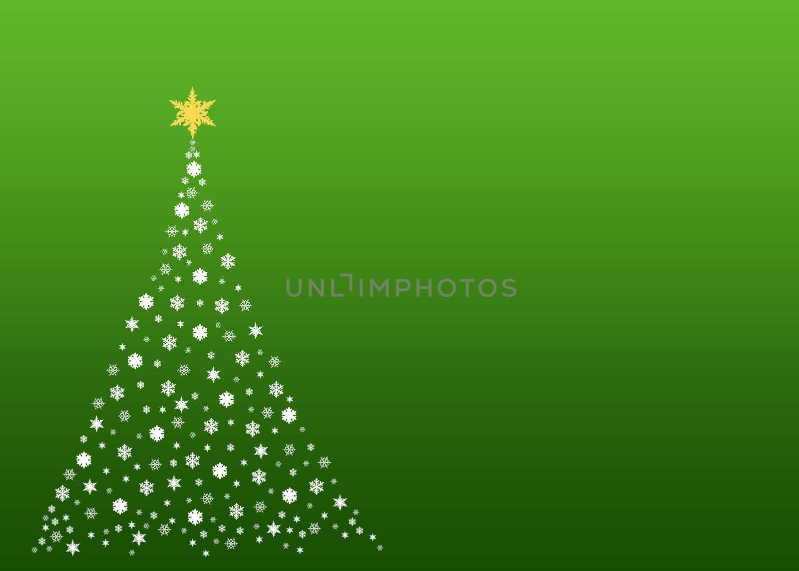 White christmas tree on green by sumos