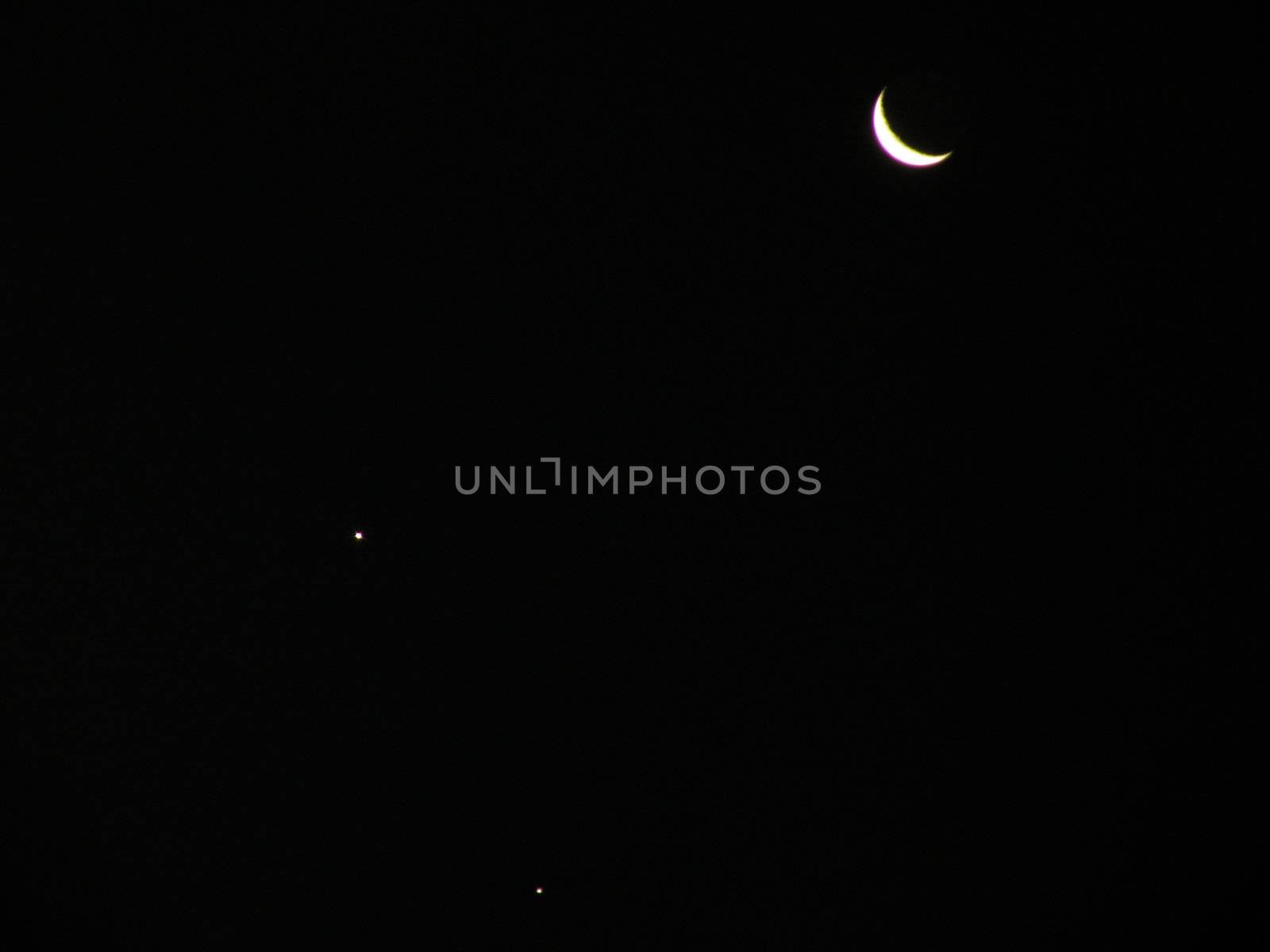 Luna, Venus, and Jupiter together in the nights sky