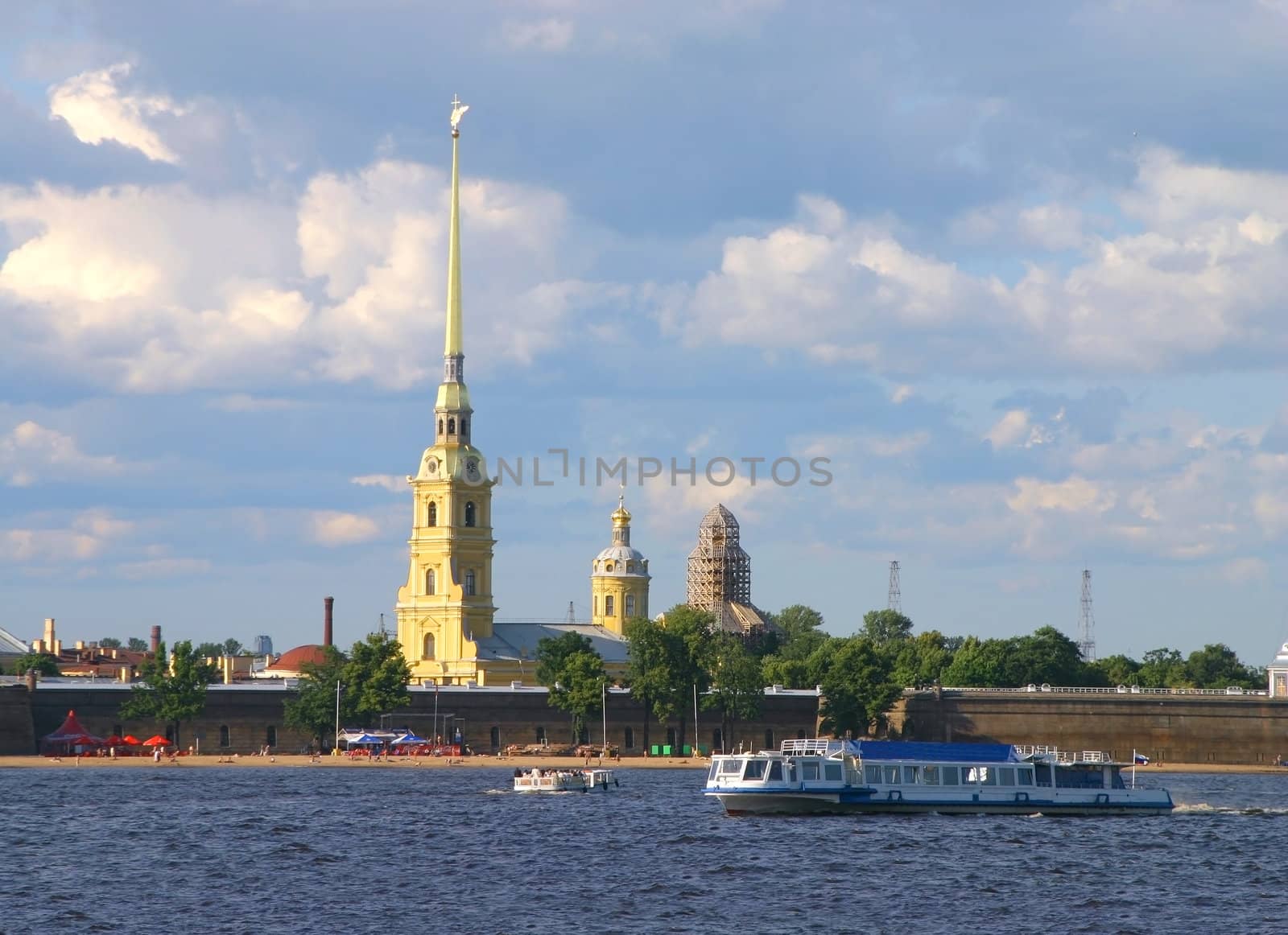 The cathedral and chapel in fortress Paul Petropavlovskaya, Saint Petersburg, Russia
