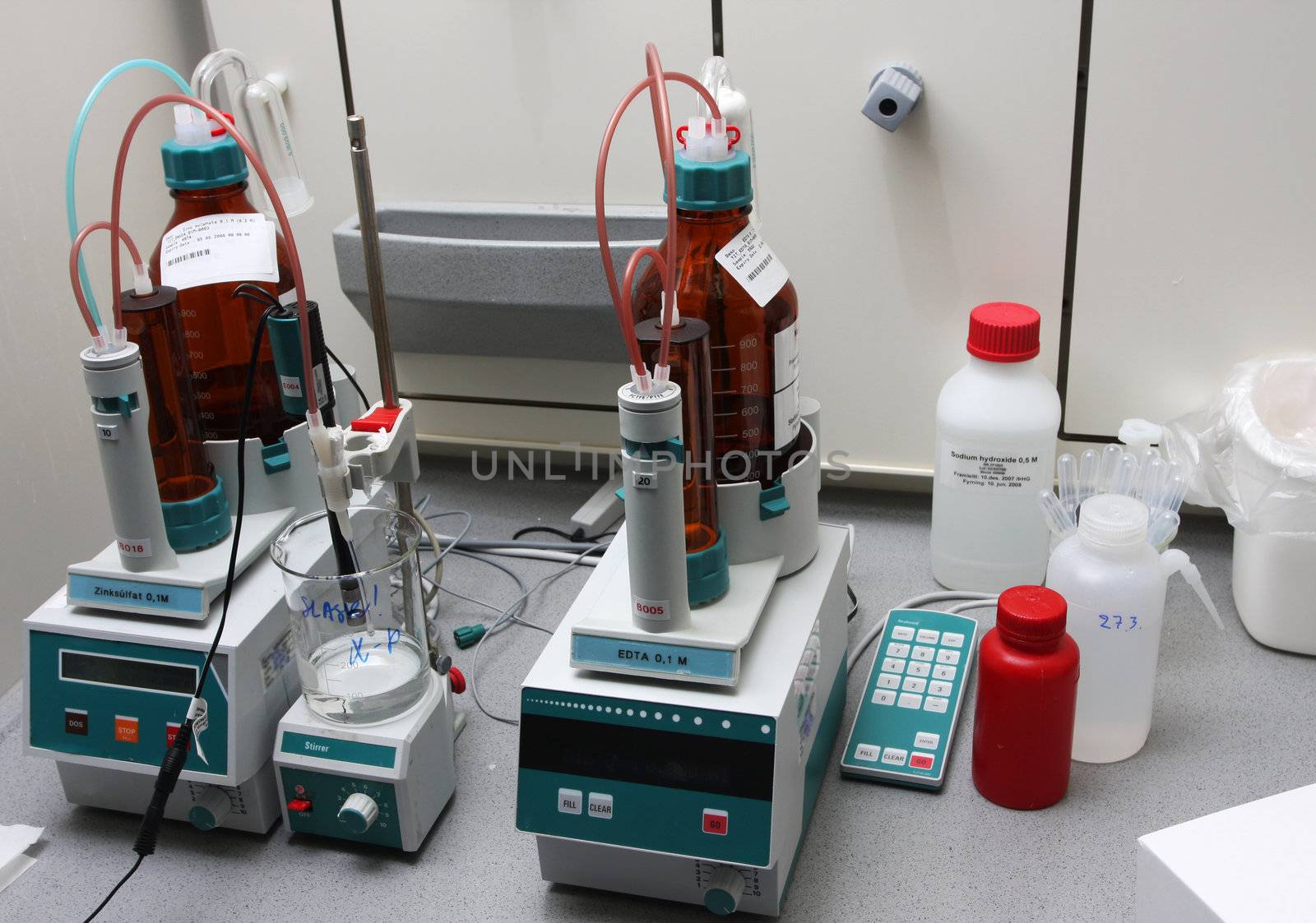chemicals and equipment in a real life pharmaceuticals laboratory