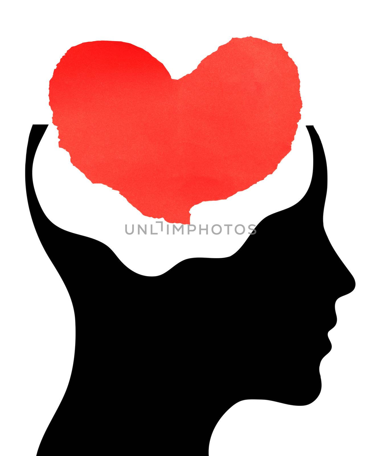 Love concept with human head