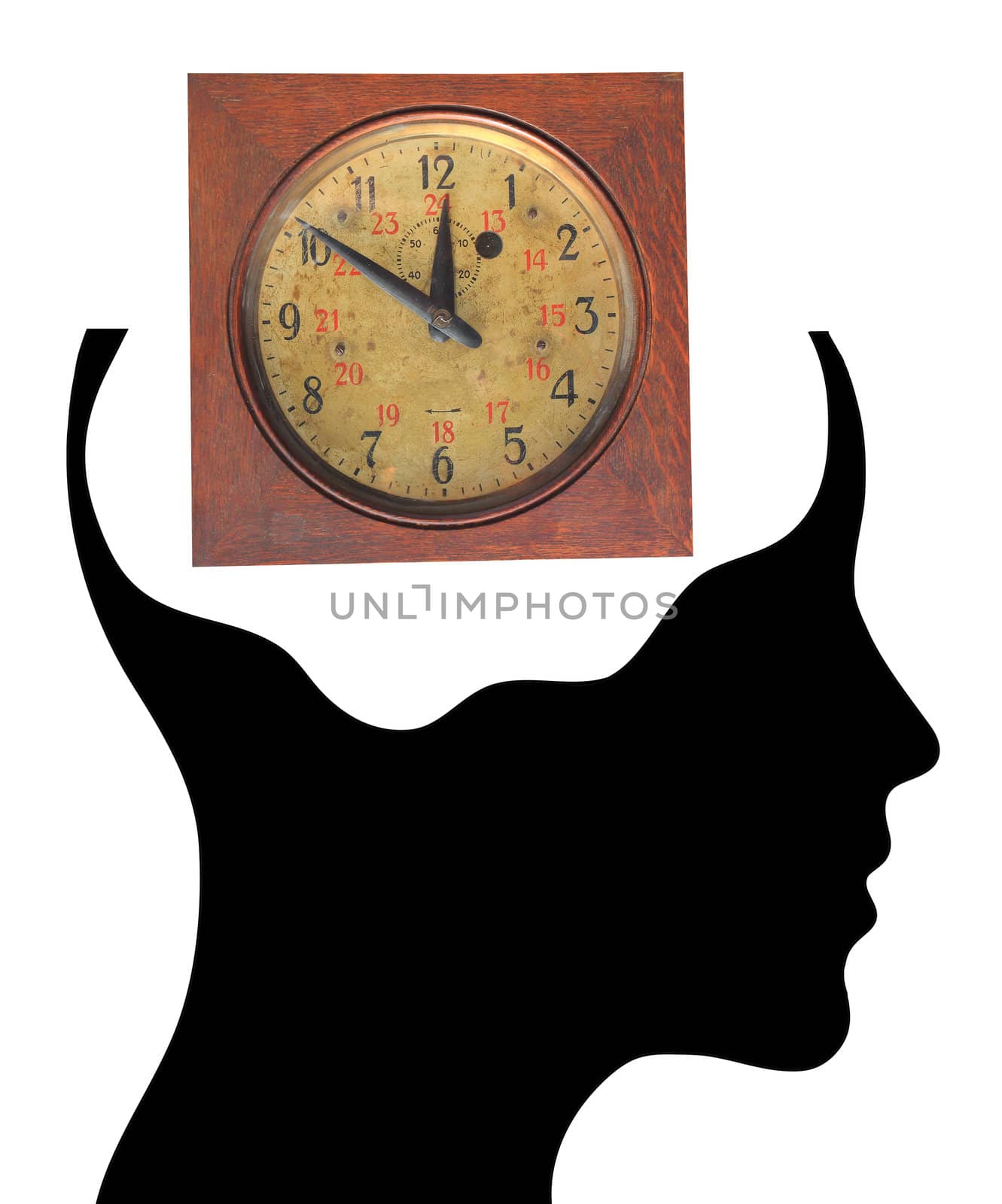 clock of the human mind, Isolated over background by rufous