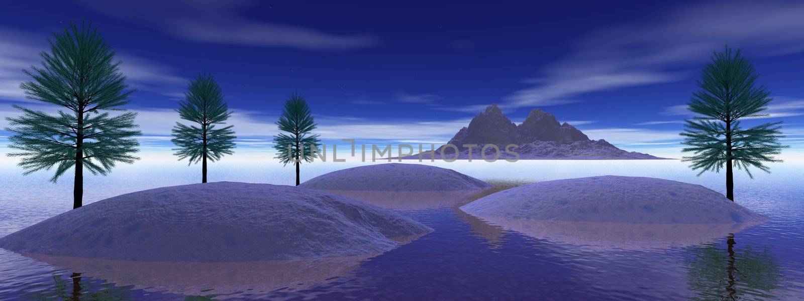 mountain and fir tree