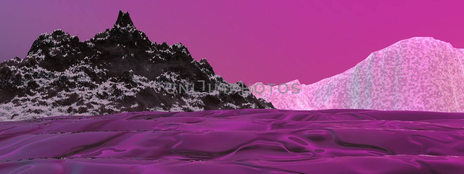 mountain and iceberg
