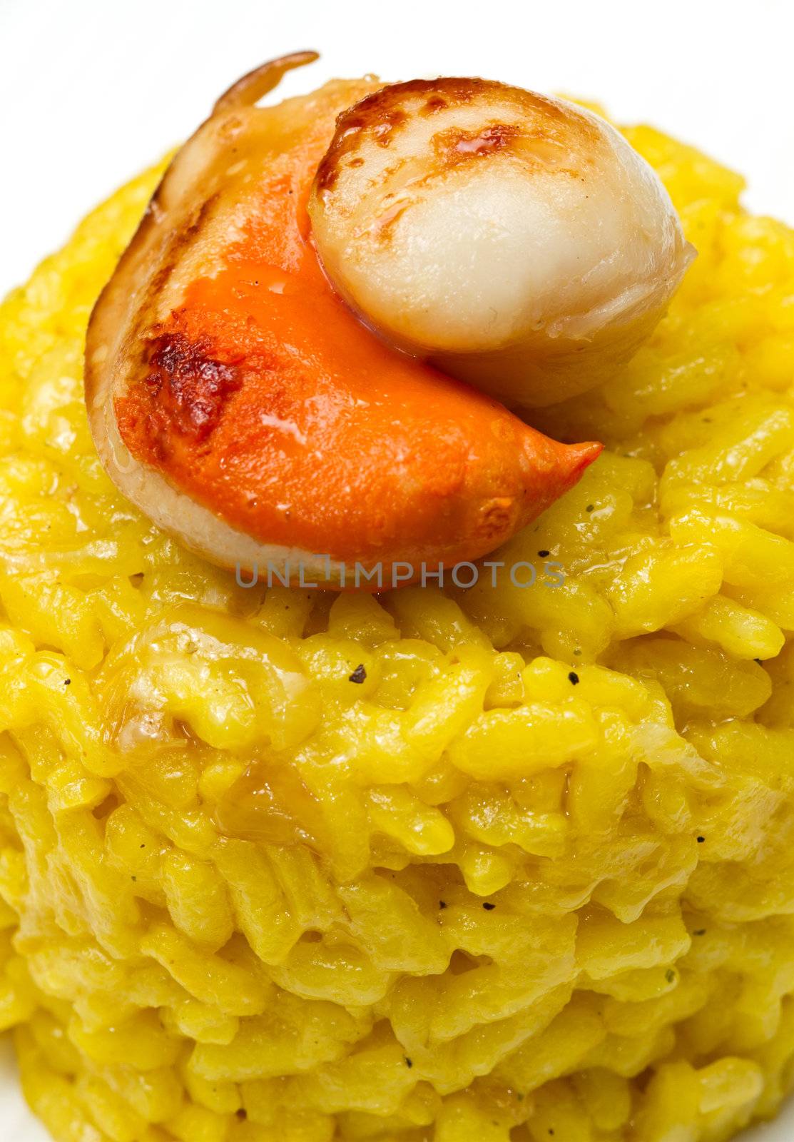 saffron risotto with grilled scallops
