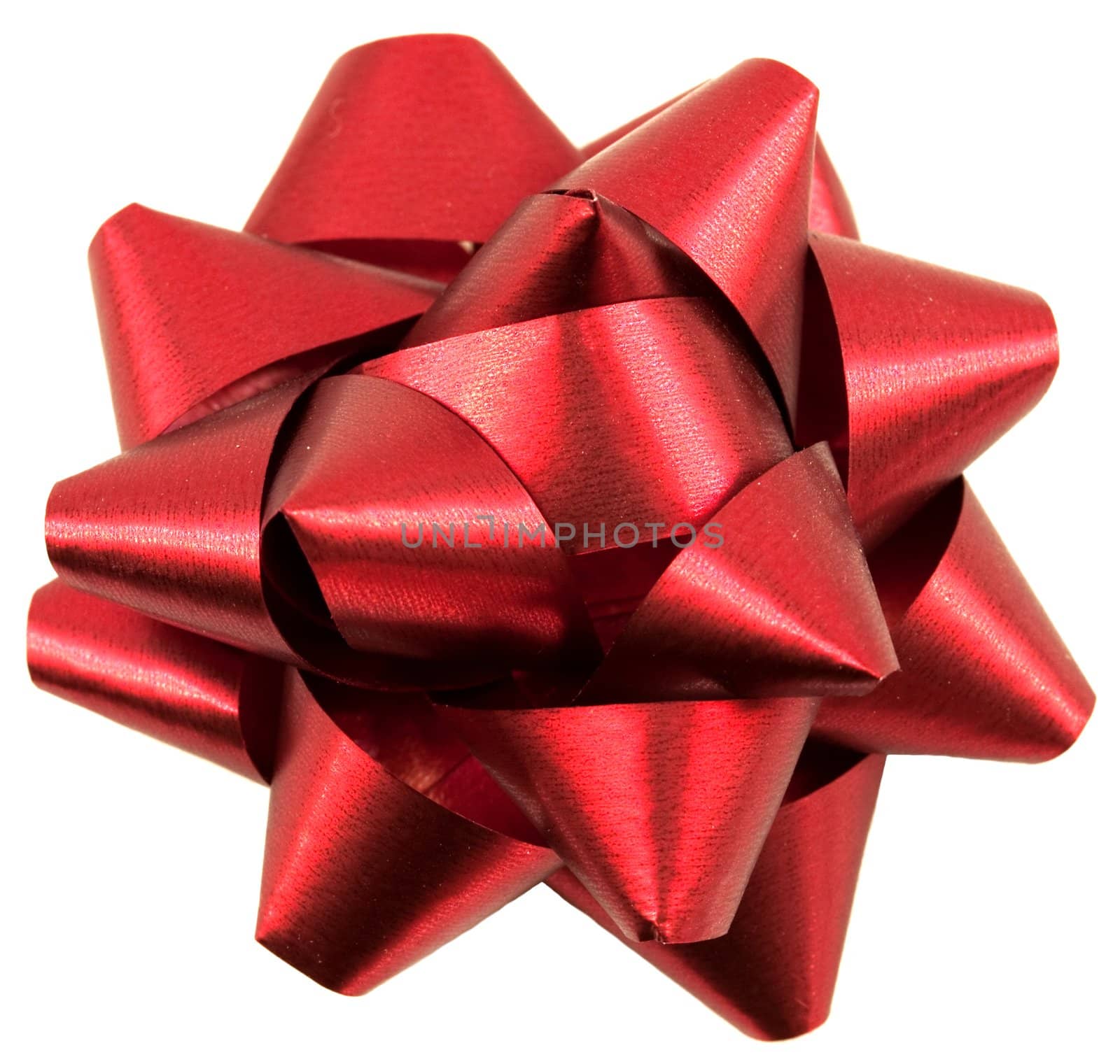 Red christmas bow isolated on white background