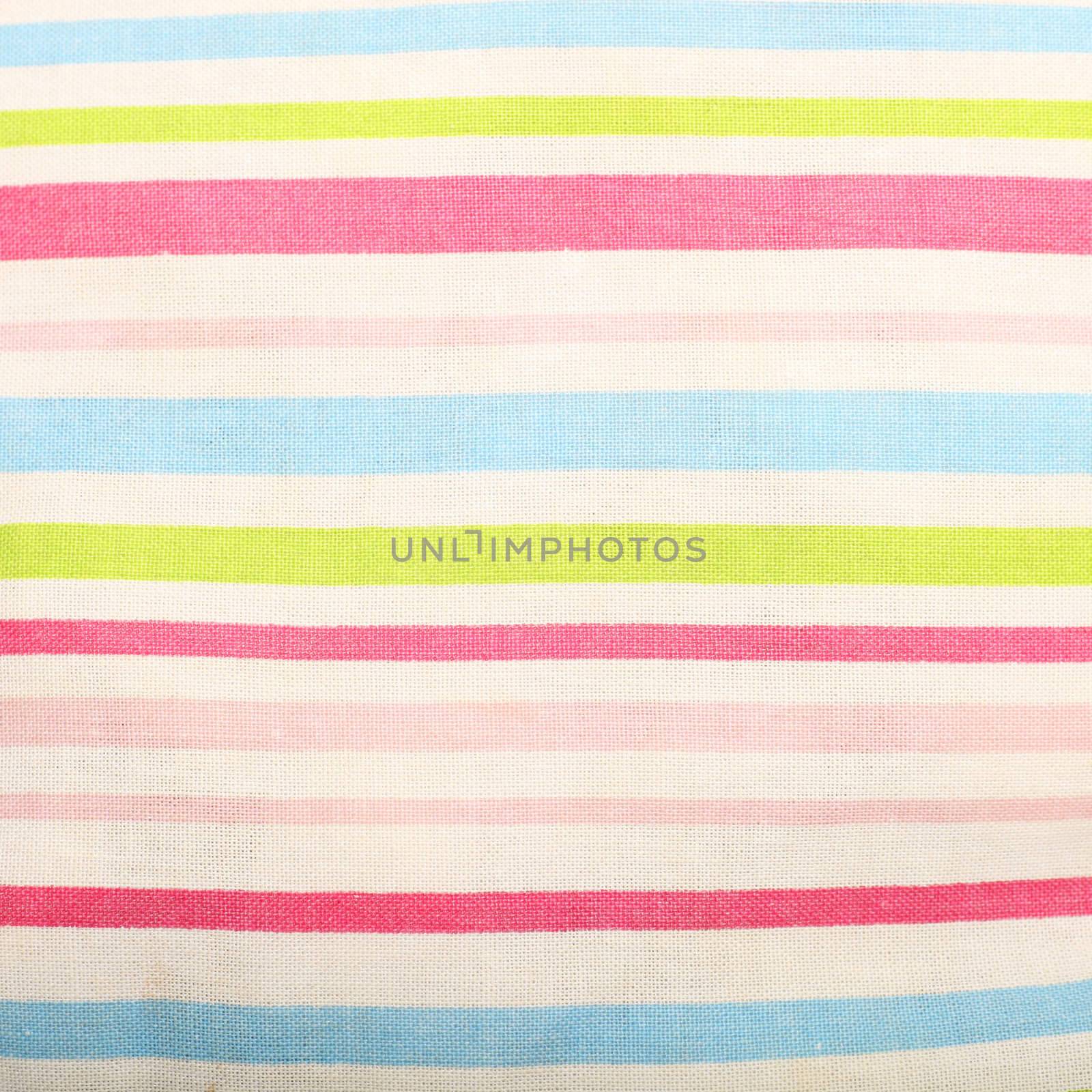 Striped linen background showing texture and weave detail with fresh pink, green and blue stripes on white