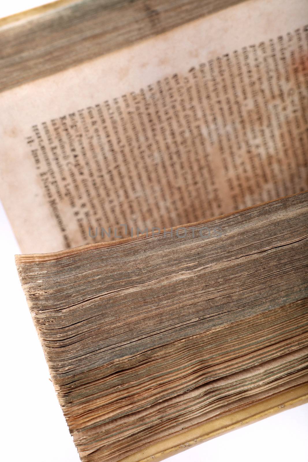 Close up of the pages of an open old book
