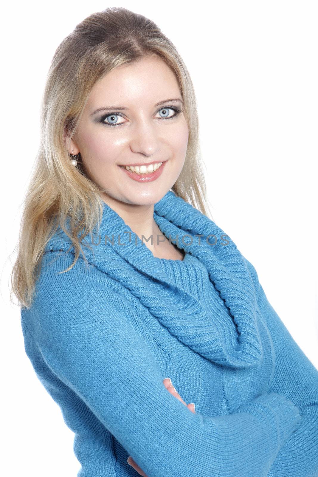 Smiling blonde woman in a close up shot