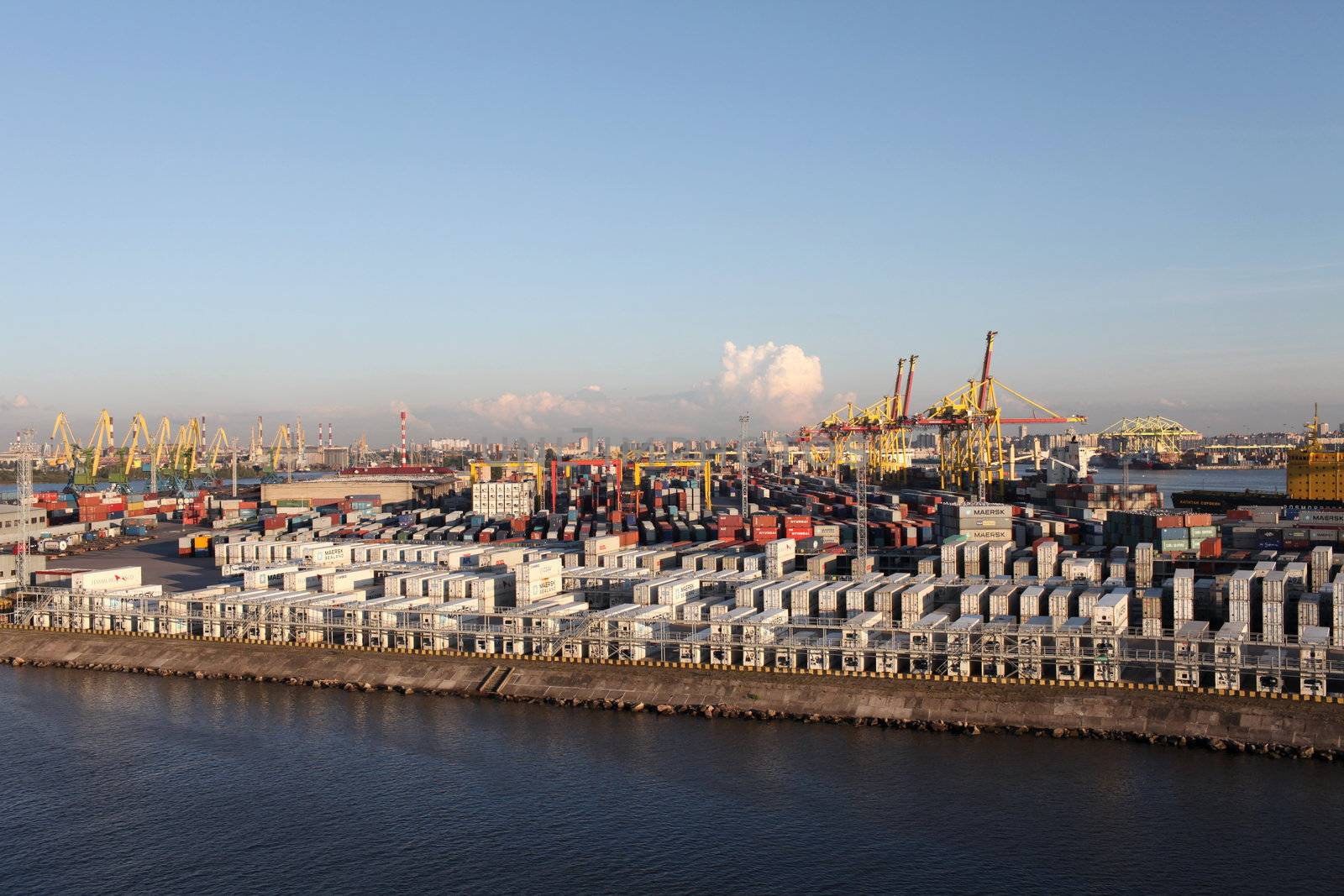 Russia St. Petersburg 24 August 2012, container terminal in the Port of St. Petersburg a top view