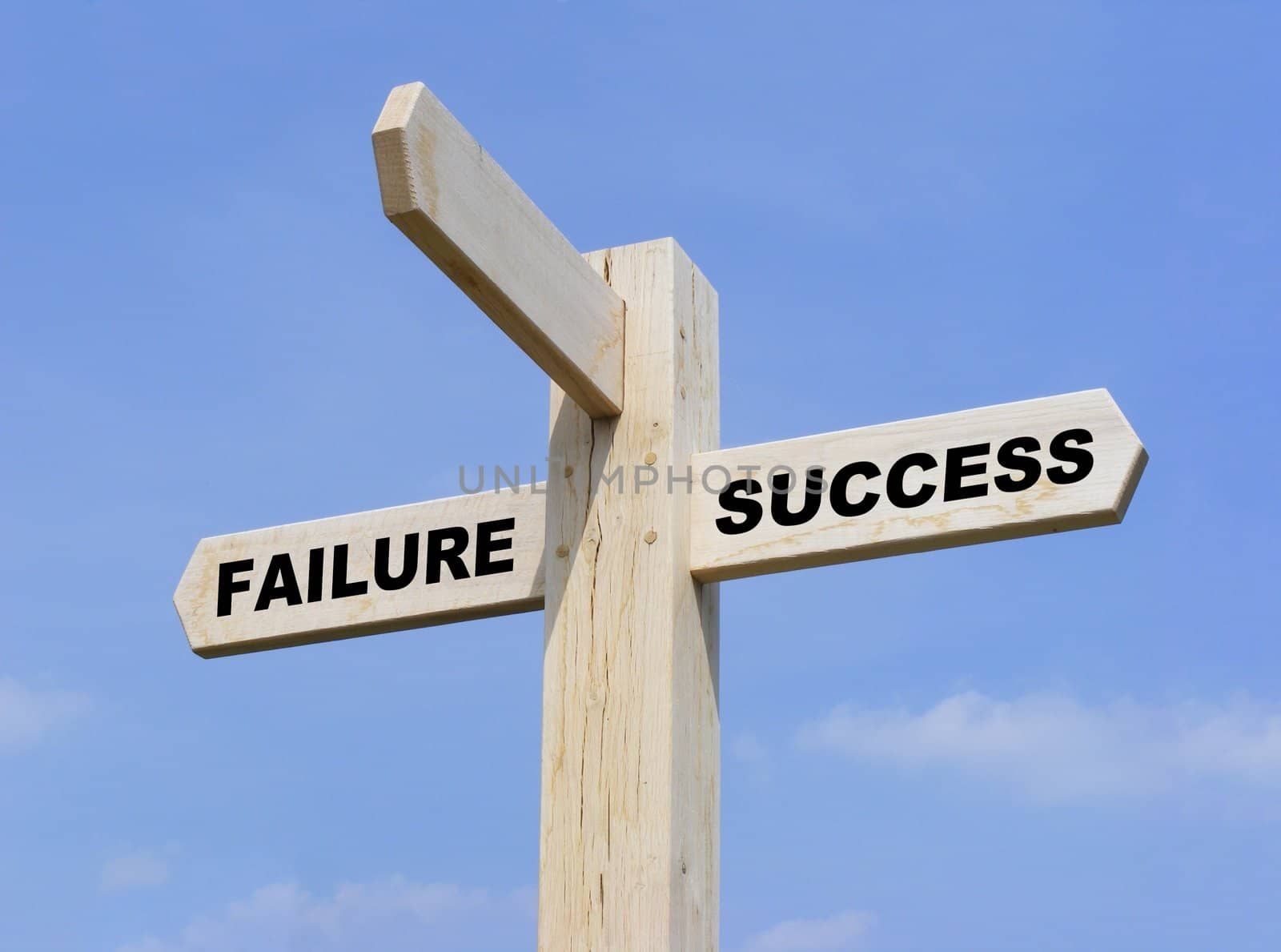 Wooden sign with the words SUCCESS and FAILURE