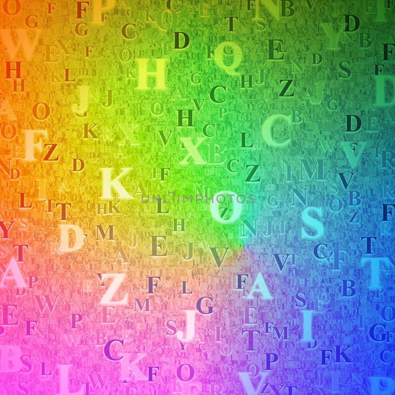 Abstract colourful background with letters