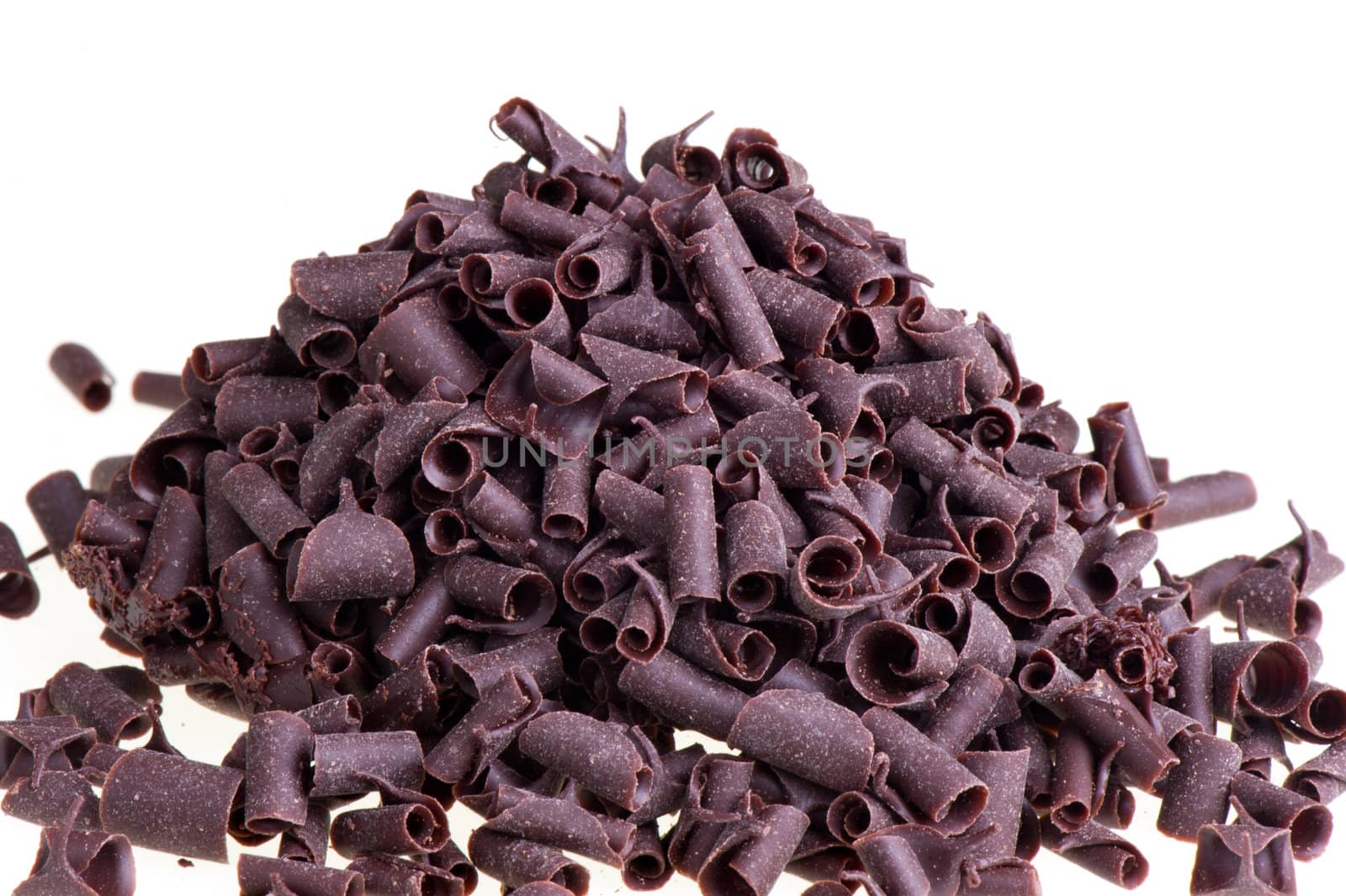 curls of chocolate milk on a white background