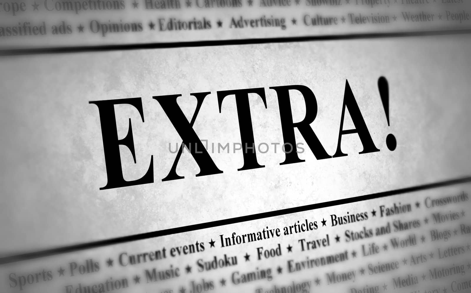 Illustration of a newspaper with the title EXTRA!