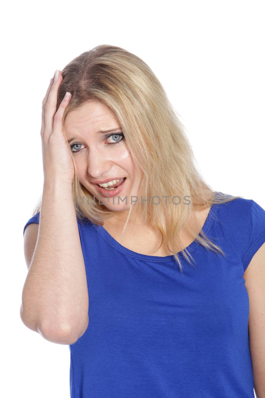 Close shot of a woman with headache